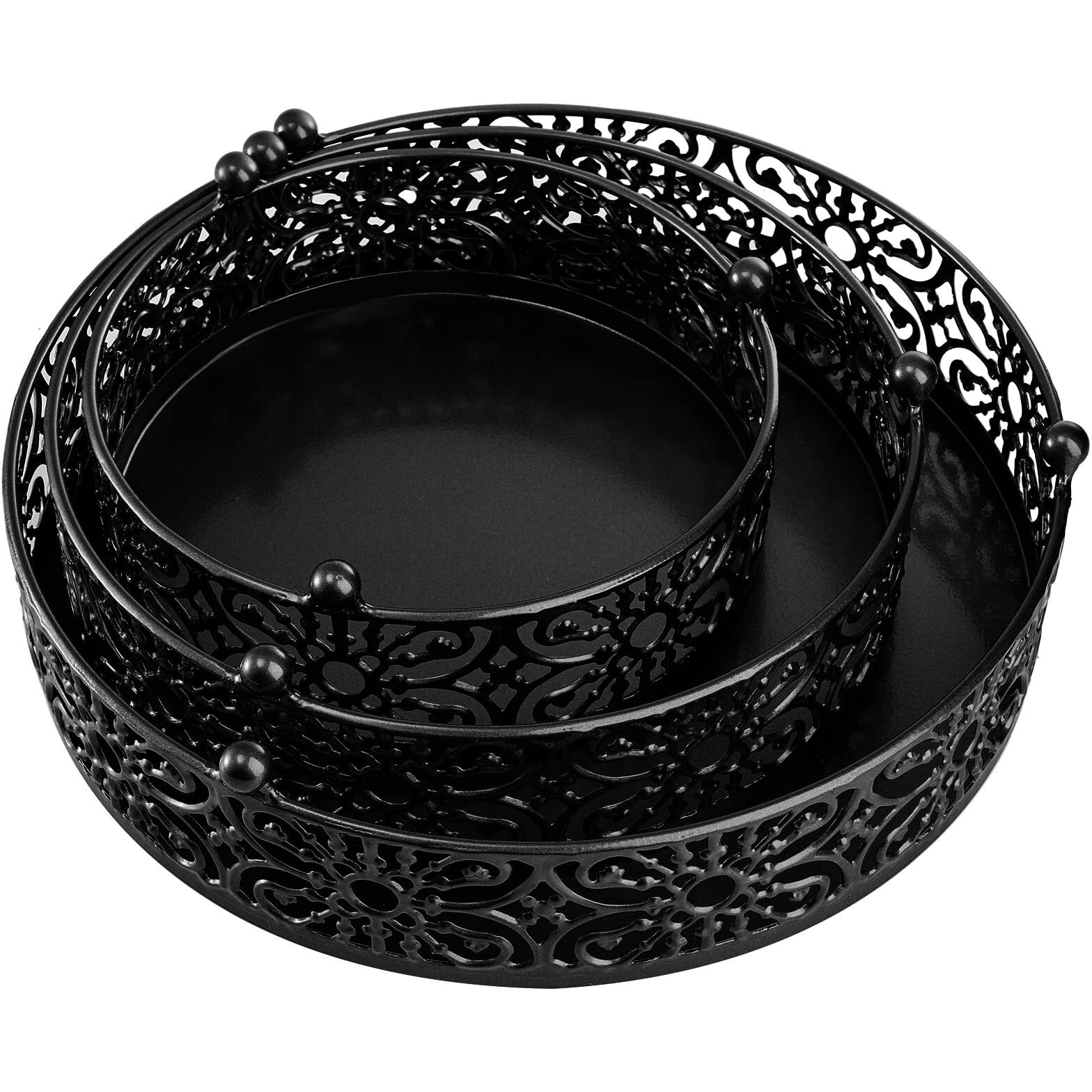 Hedume Set Of 3 Metal Cake Stand, Black Round Cake Stand, 8"" 10"" 12"" Dessert Cupcake Pastry Candy Display Plate For Wedding, Event, Birthday Party