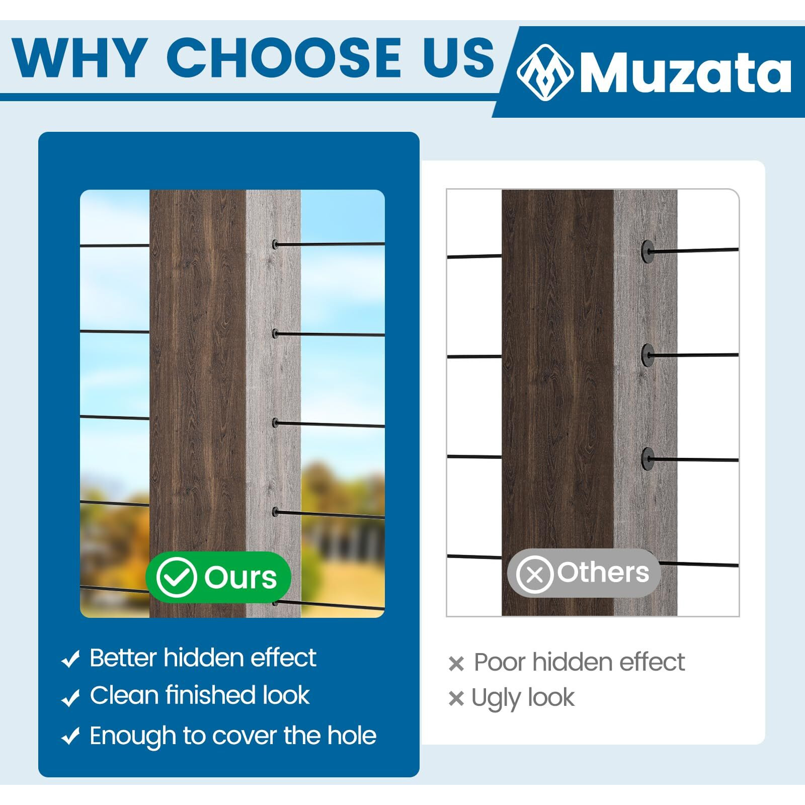 Muzata 40Pcs Stainless Steel T316 Protective Sleeves 1/8 Black Cable Railing Kit Hardware Protector Sleeve For 1/8"" Wire Rope Wood Posts Cr13