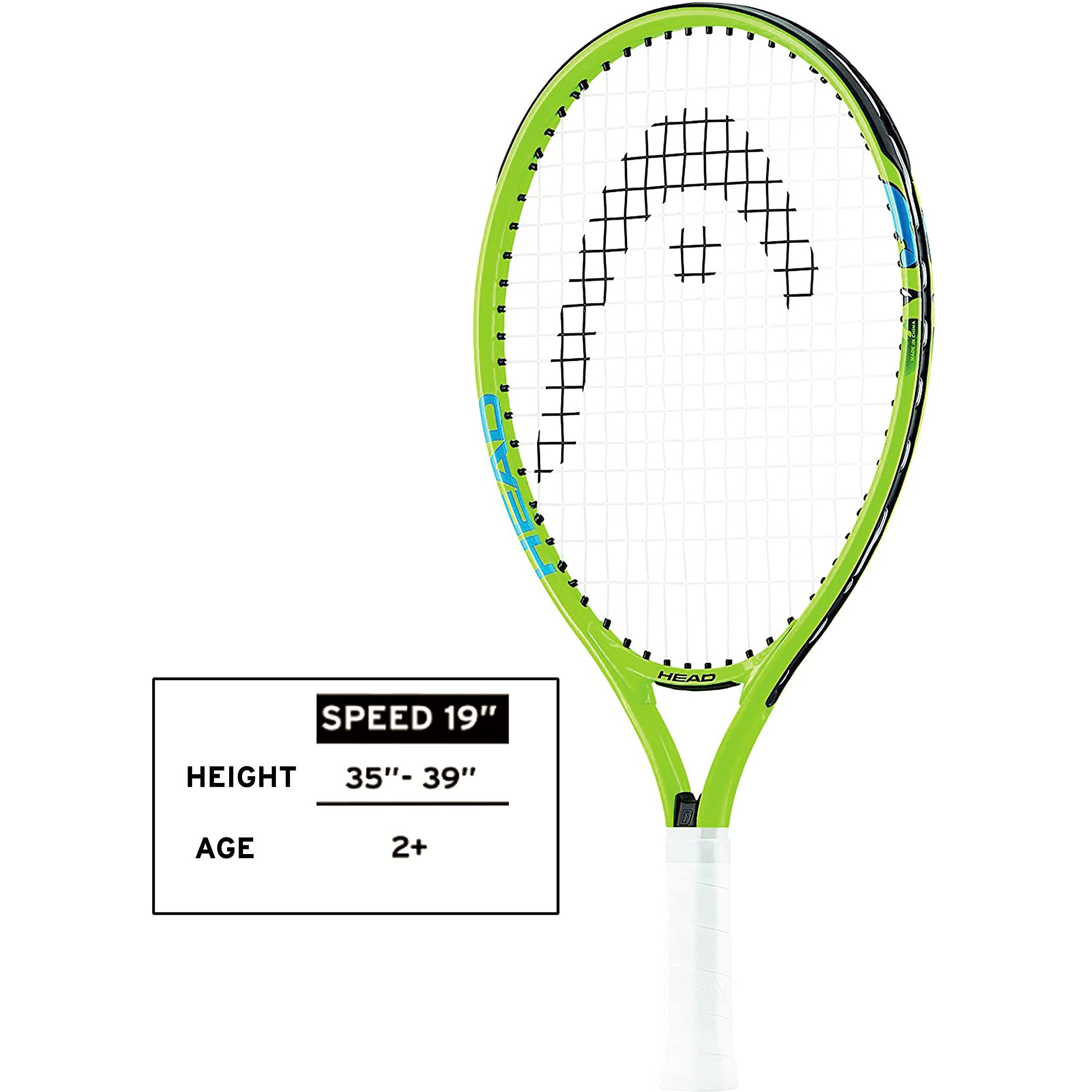 Head Speed Kids Tennis Racquet - Beginners Pre-Strung Head Light Balance Jr Racket - 19 Inch, Green