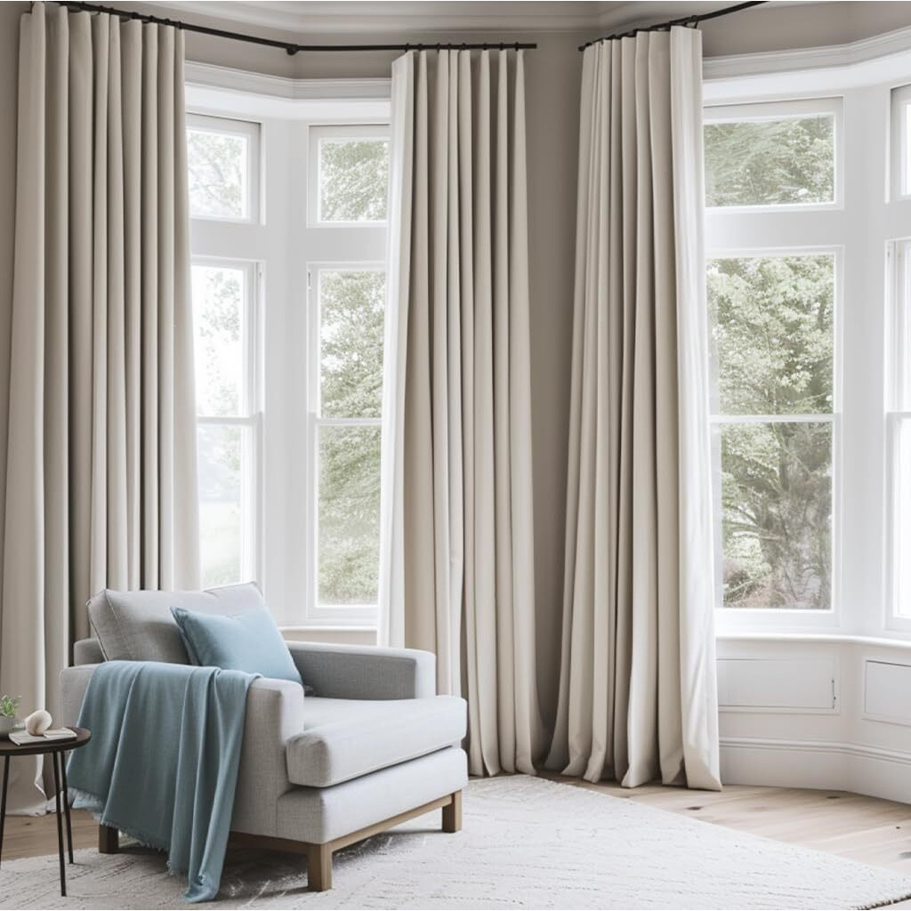 Inovaday Thermal Sliding Door Curtains 100% Blackout Extra Wide Patio Door Curtains Linen Textured Farmhouse Sliding Glass Door Curtain Drapes (W100 X L108, 1 Panel, Beige)