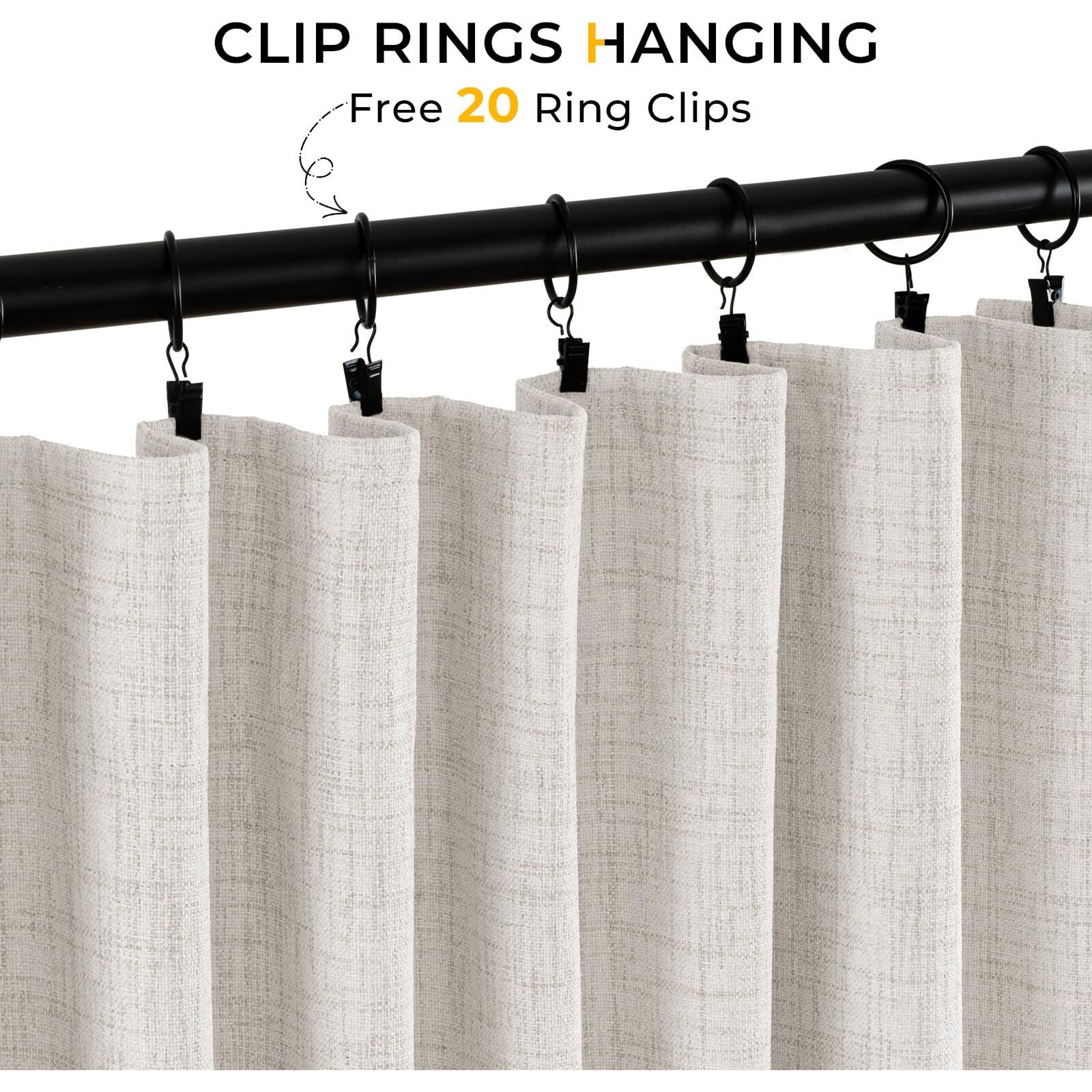 Inovaday Thermal Sliding Door Curtains 100% Blackout Extra Wide Patio Door Curtains Linen Textured Farmhouse Sliding Glass Door Curtain Drapes (W100 X L108, 1 Panel, Beige)