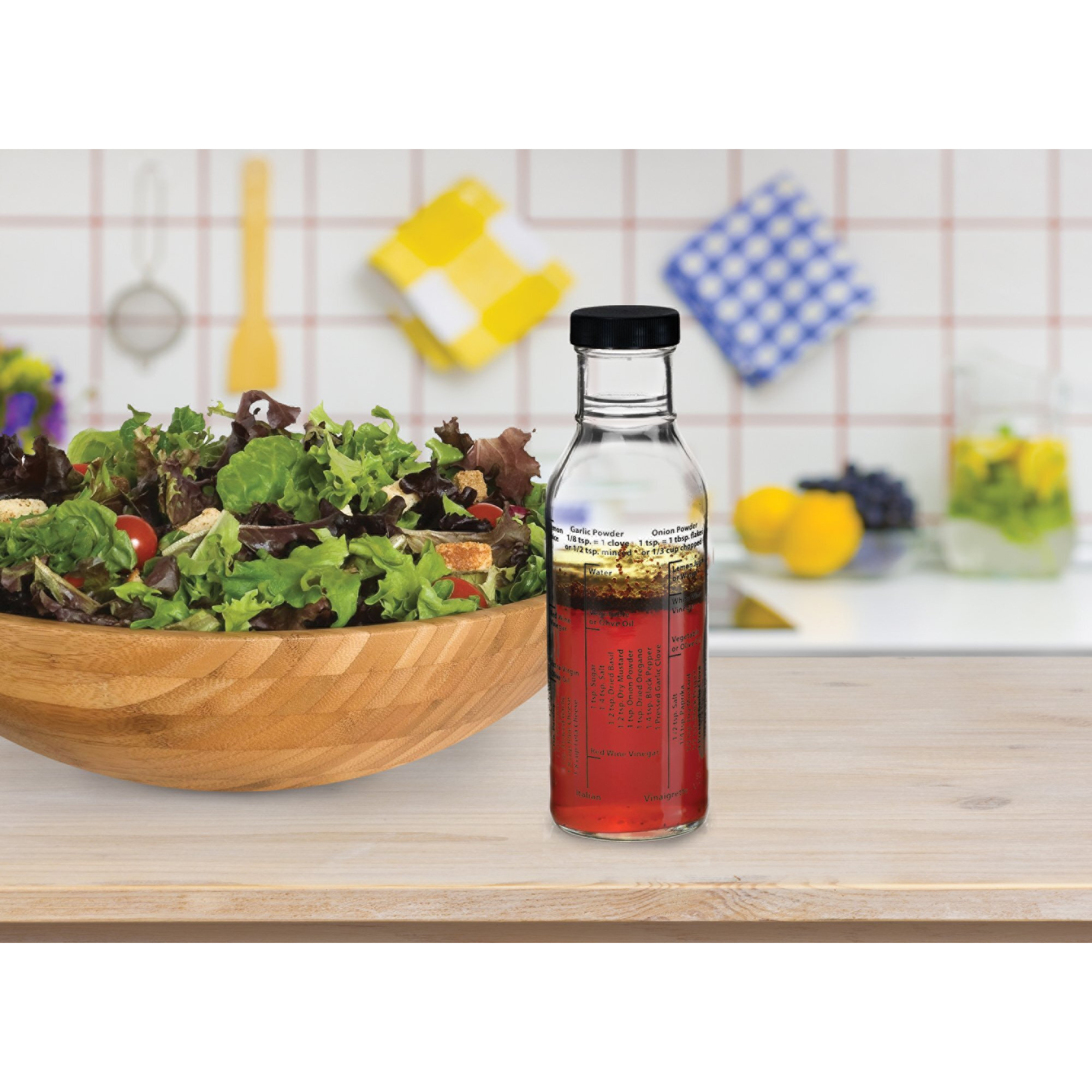Kolder Salad Dressing Mixer Bottle With 8 Classic Recipes, Set Of 2, 13-Ounce, Made In The Usa