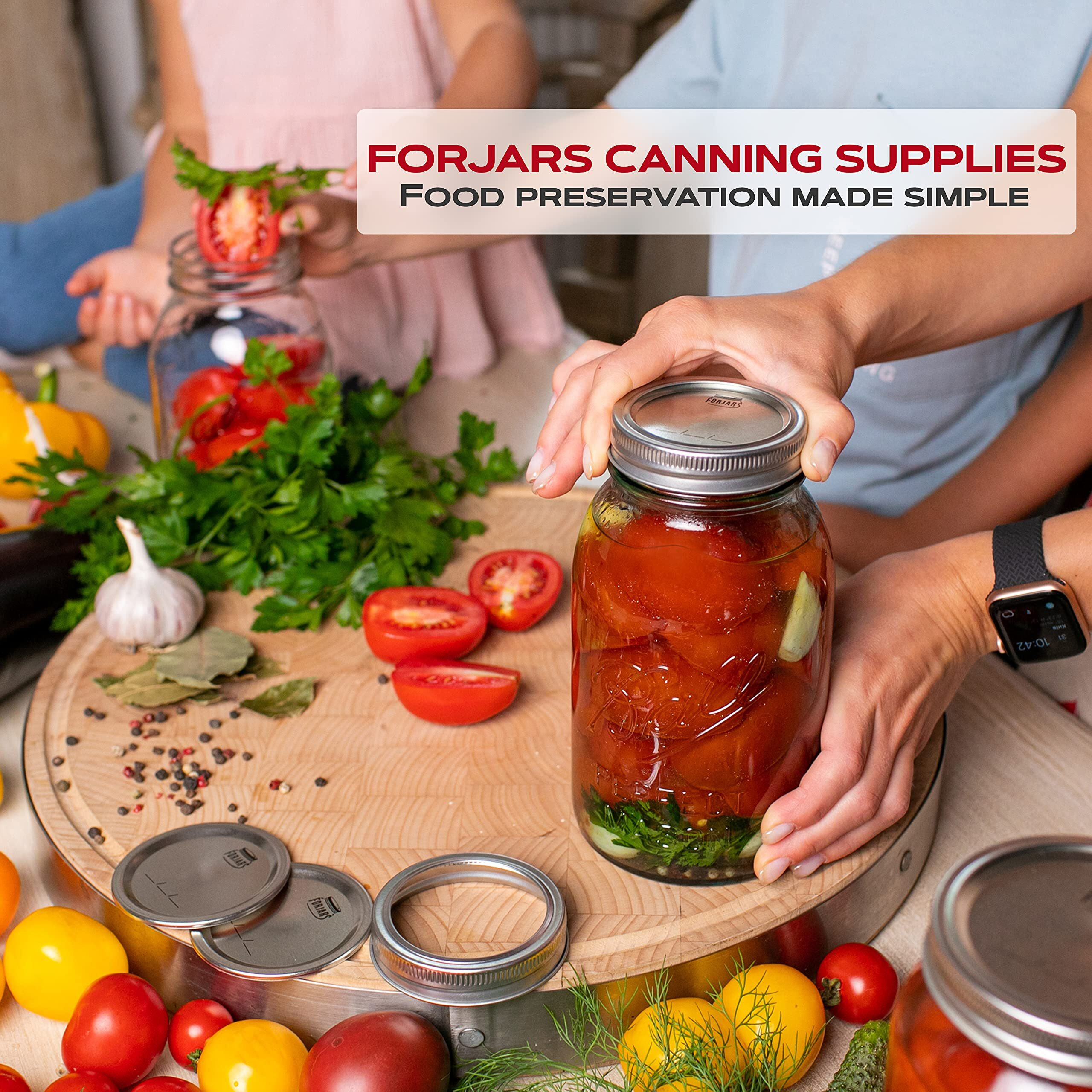 Canning Lids Regular Mouth, 50-Pack - Create Airtight Seals On Mason Jars To Preserve Food For Meal Prep & Food Storage - 2.7 In. Steel Lids With Silicone Seals - Canning Supplies By Forjars