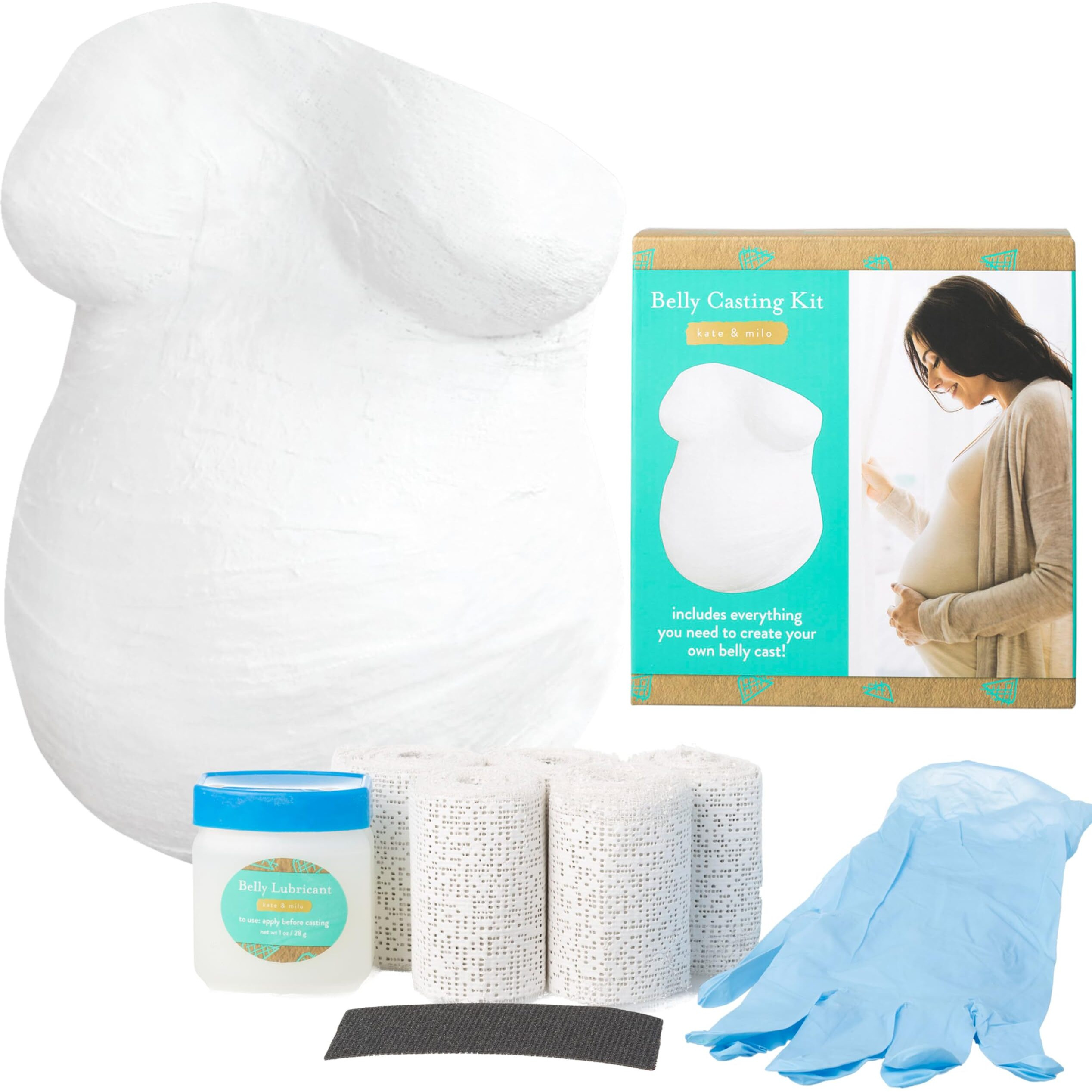 Kate & Milo Belly Casting Kit, Pregnancy Keepsake Making Kit, Easy To Make Diy Plaster Cast Baby Bump Keepsake, Gift For Expecting Moms