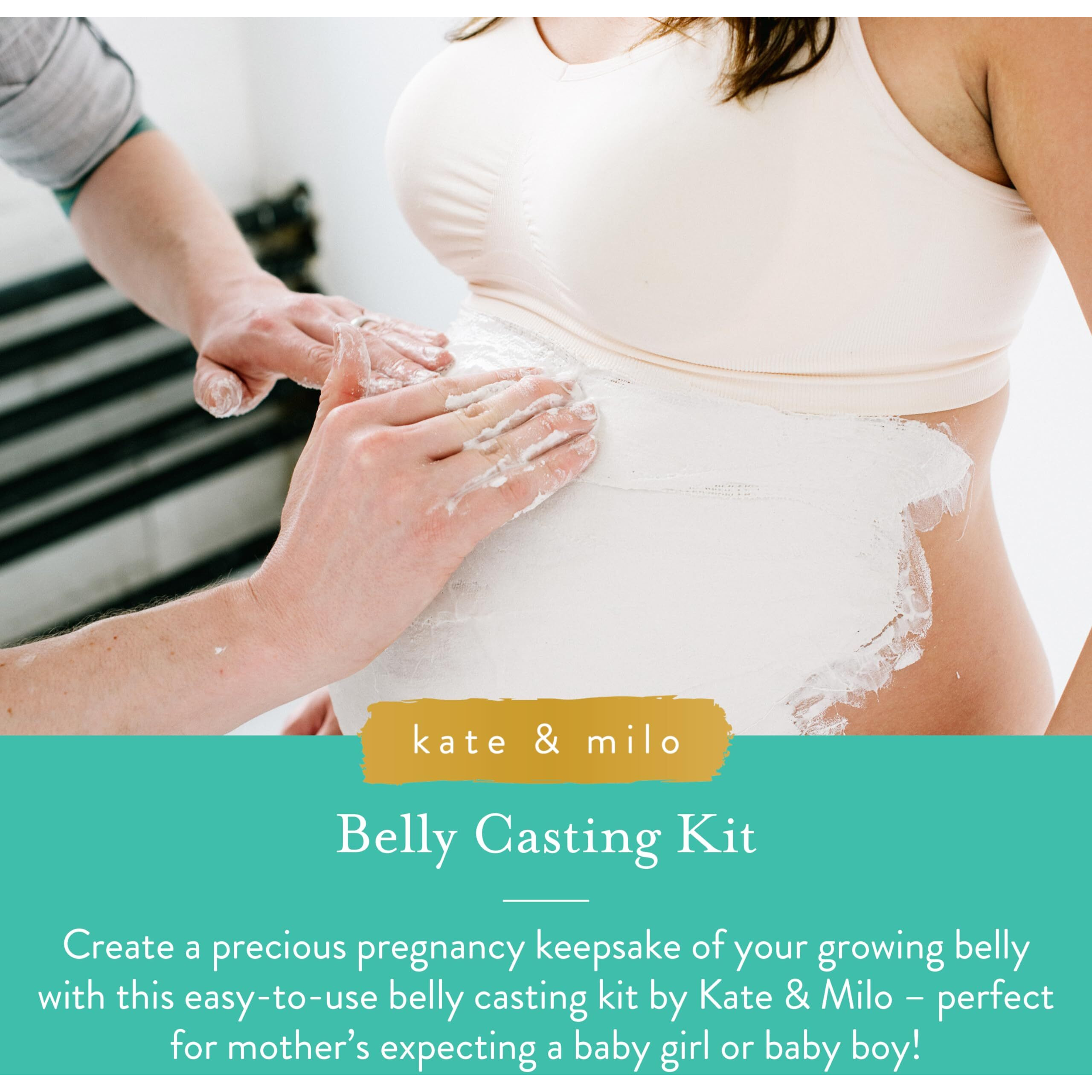 Kate & Milo Belly Casting Kit, Pregnancy Keepsake Making Kit, Easy To Make Diy Plaster Cast Baby Bump Keepsake, Gift For Expecting Moms