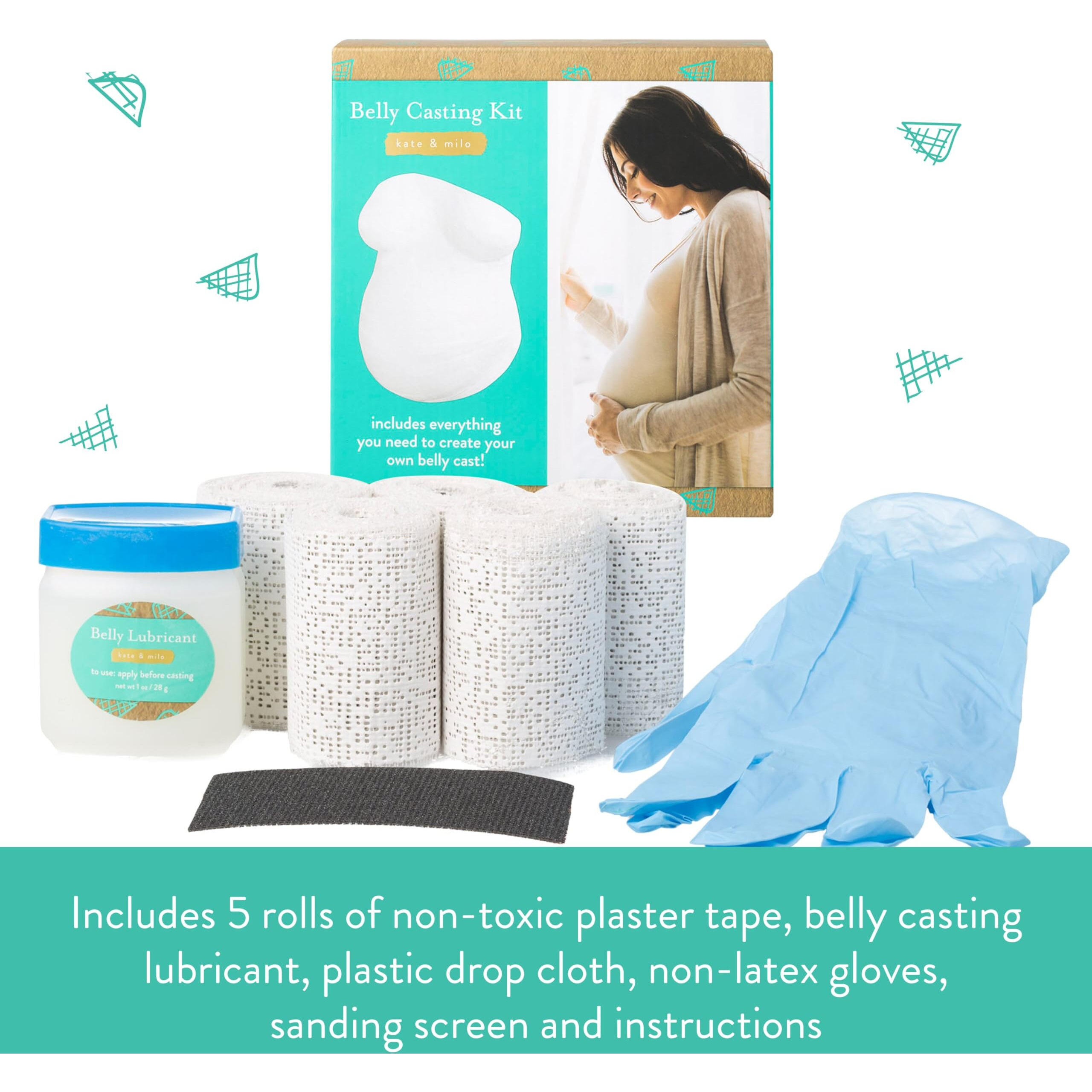 Kate & Milo Belly Casting Kit, Pregnancy Keepsake Making Kit, Easy To Make Diy Plaster Cast Baby Bump Keepsake, Gift For Expecting Moms