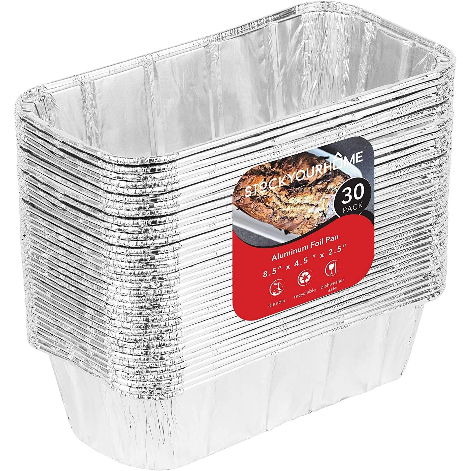 Aluminum Pans Bread Loaf Pans (30 Pack) 8X4 Aluminum Loaf Pan - 2 Lb Bread Tins, Standard Size, Compatible With Roadpro 12 Volt Portable Stove - Perfect For Baking Cakes, Bread, Meatloaf, Lasagna