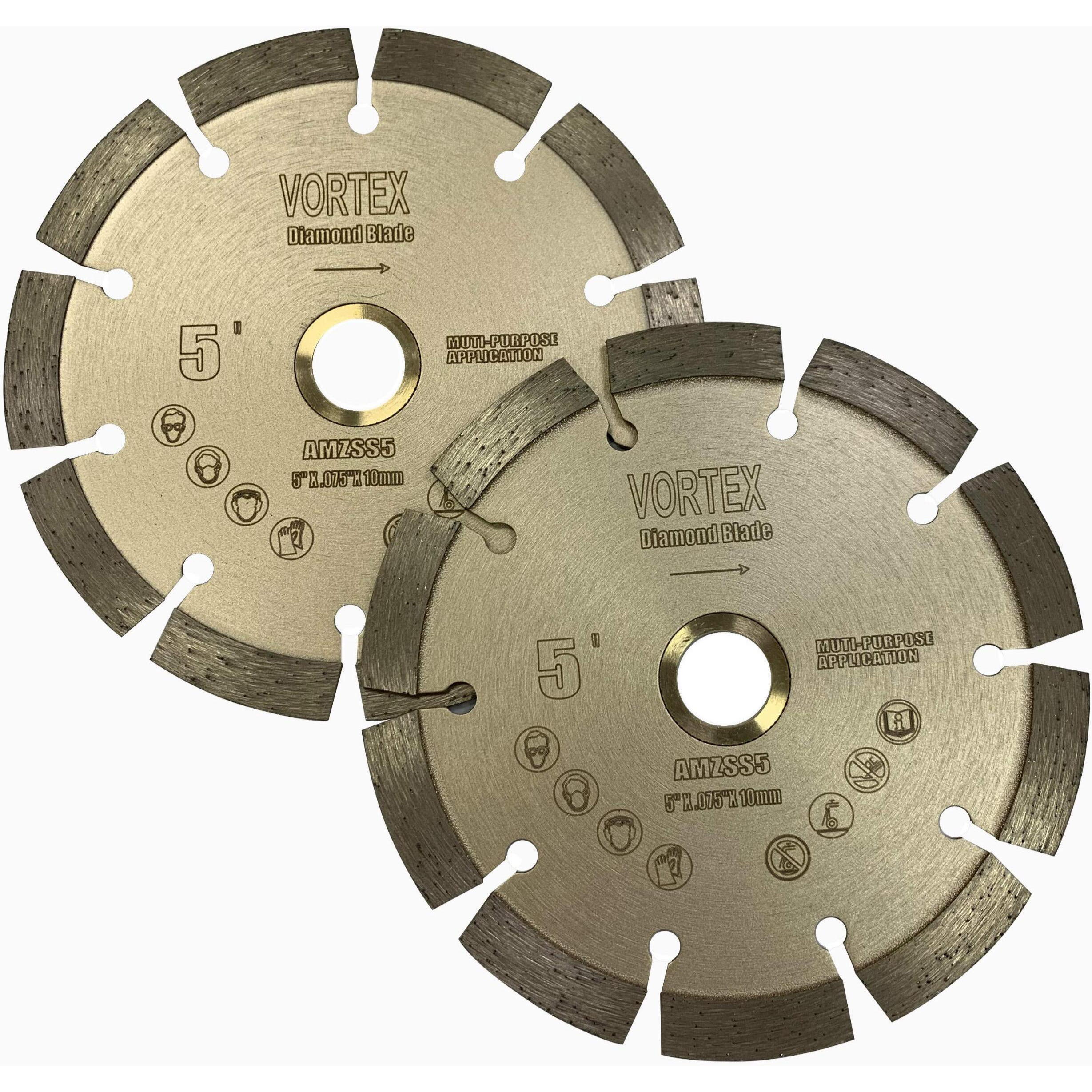 (2 Pack) Vtxmax Vss 5 Inch Dry Or Wet Cutting General Purpose Power Saw Segmented Diamond Blades For Concrete Stone Brick Masonry (5"" - 2 Pcs)