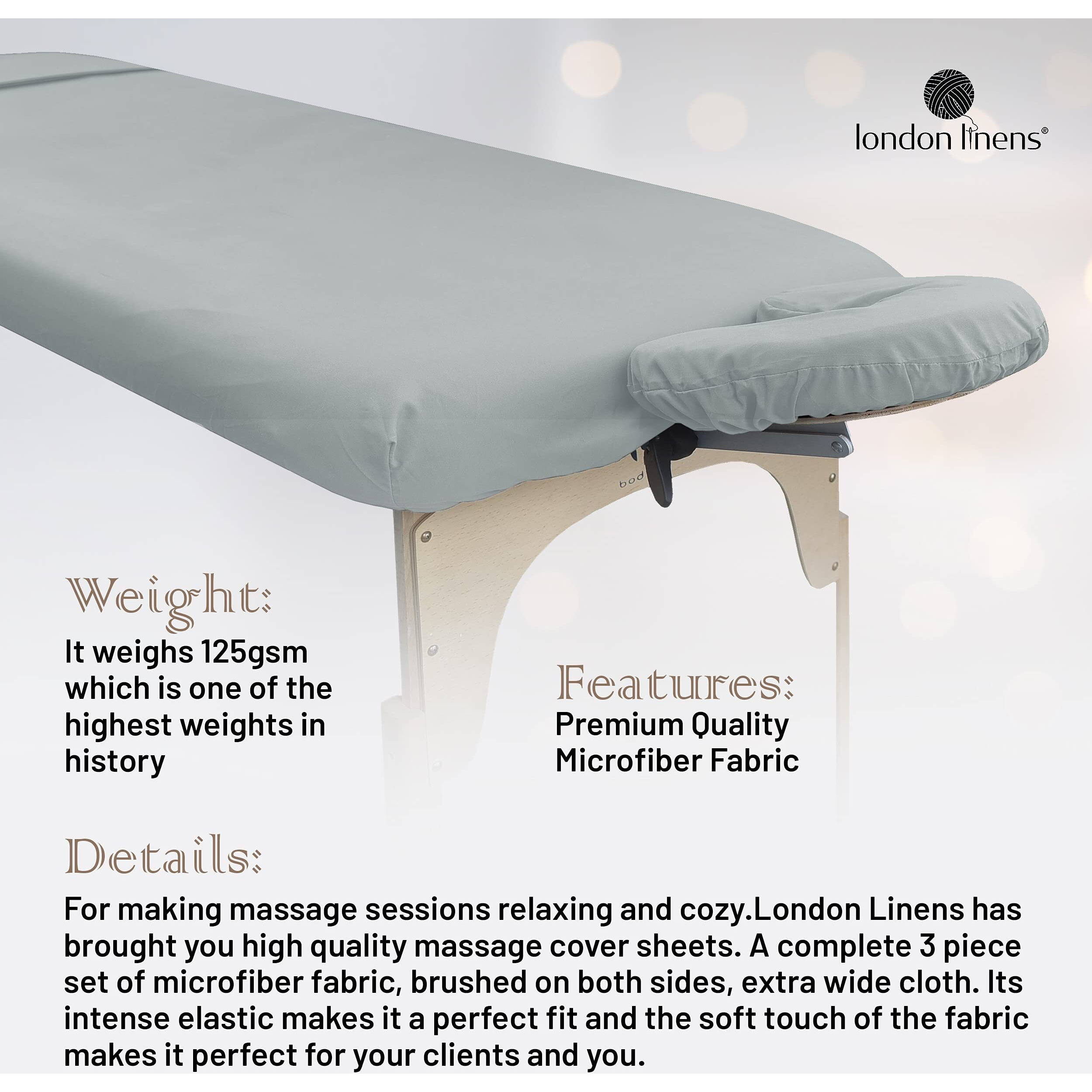 London Linens Soft Microfiber Massage Table Sheets Set 3 Piece Set - Includes Massage Table Cover, Massage Fitted Sheet, And Massage Face Rest Cover (Stone)