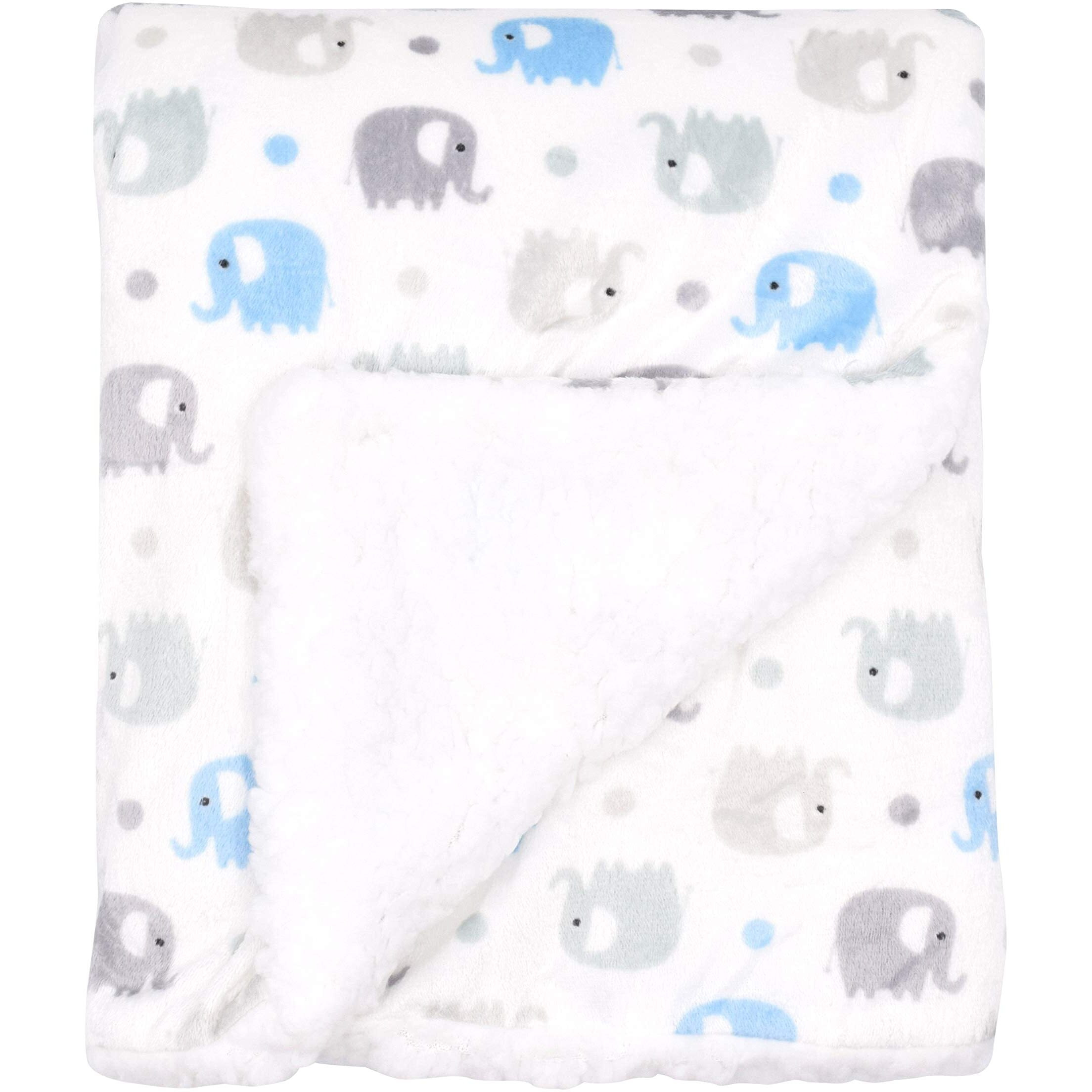 Everyday Kids Large Ultra Soft Gray And Blue Elephant Minky Baby Blanket For Boys Mink And Sherpa Toddler And Baby Boy Blanket Measures 30 X 40    Trendy Animal Elephant Baby Nursery Decor