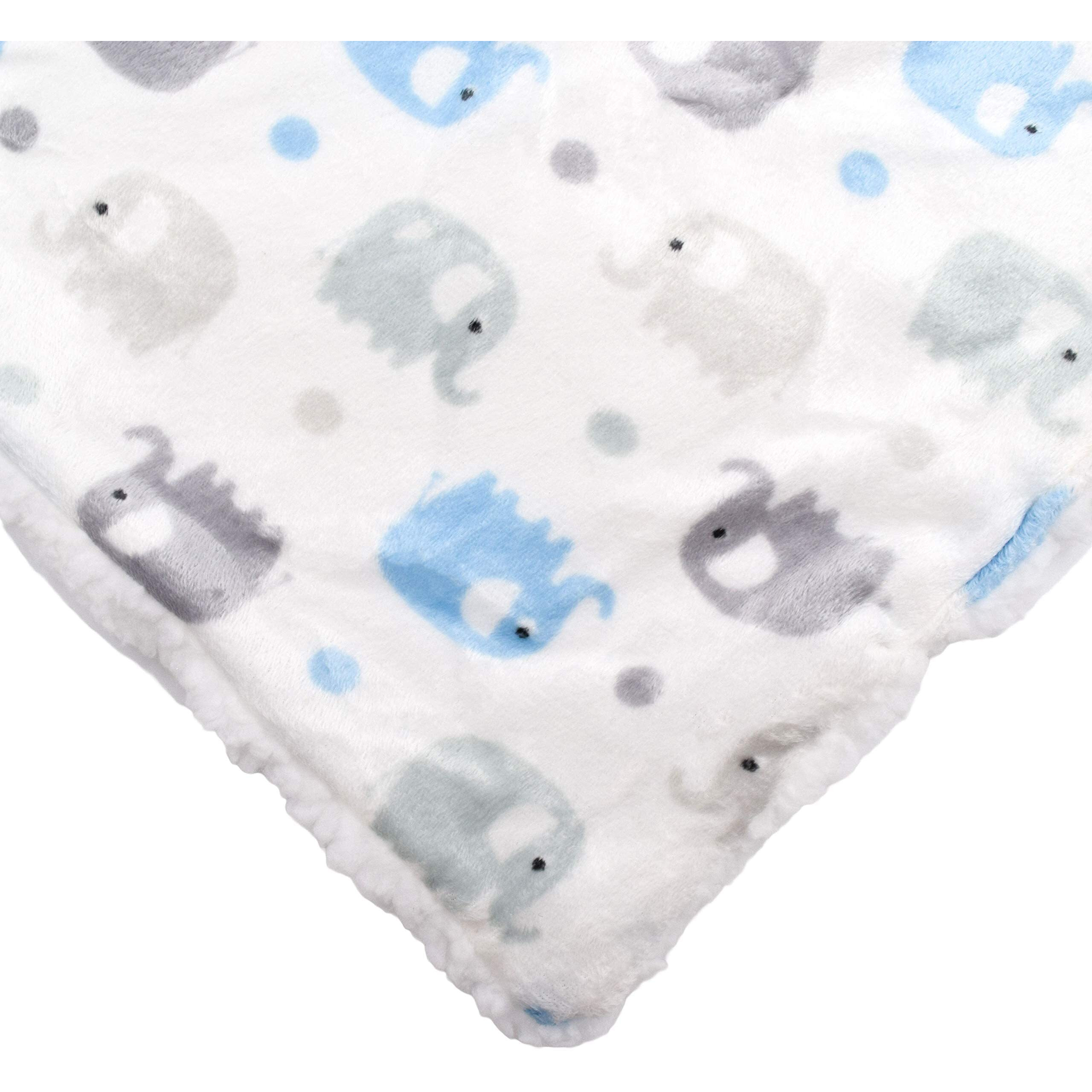 Everyday Kids Large Ultra Soft Gray And Blue Elephant Minky Baby Blanket For Boys Mink And Sherpa Toddler And Baby Boy Blanket Measures 30 X 40    Trendy Animal Elephant Baby Nursery Decor