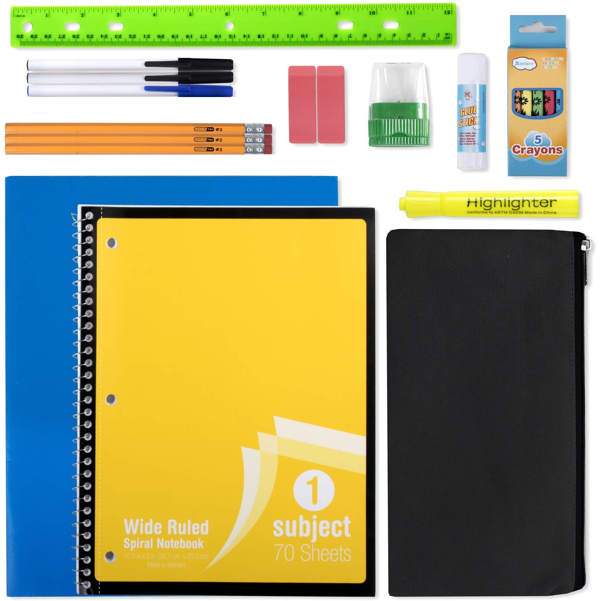 20 Piece School Supplies Pack For K-12 Back To School Supplies Bundle For School Students, Boys And Girls