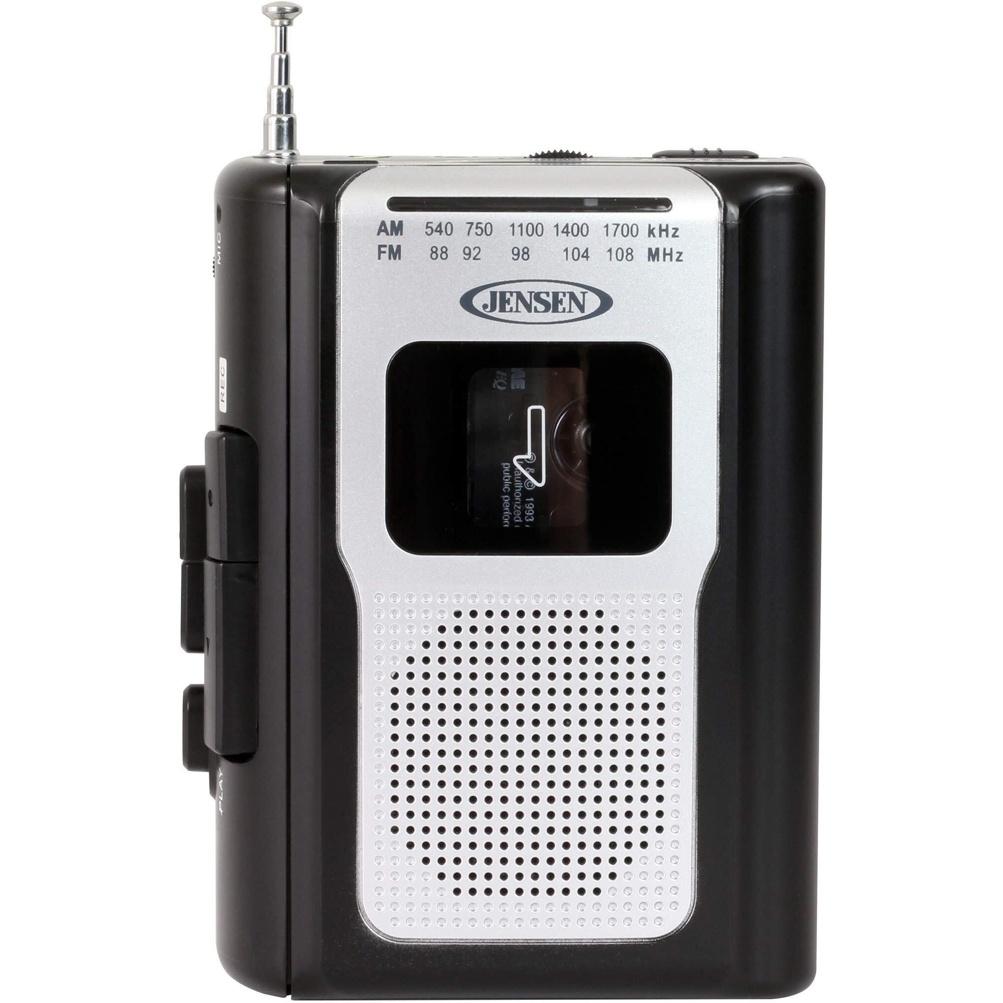 Jensen Cr-100 Retro Portable Am/Fm Radio Personal Cassette Player Compact Lightweight Design Stereo Am/Fm Radio Cassette Player/Recorder & Built In Speaker (Black Series)