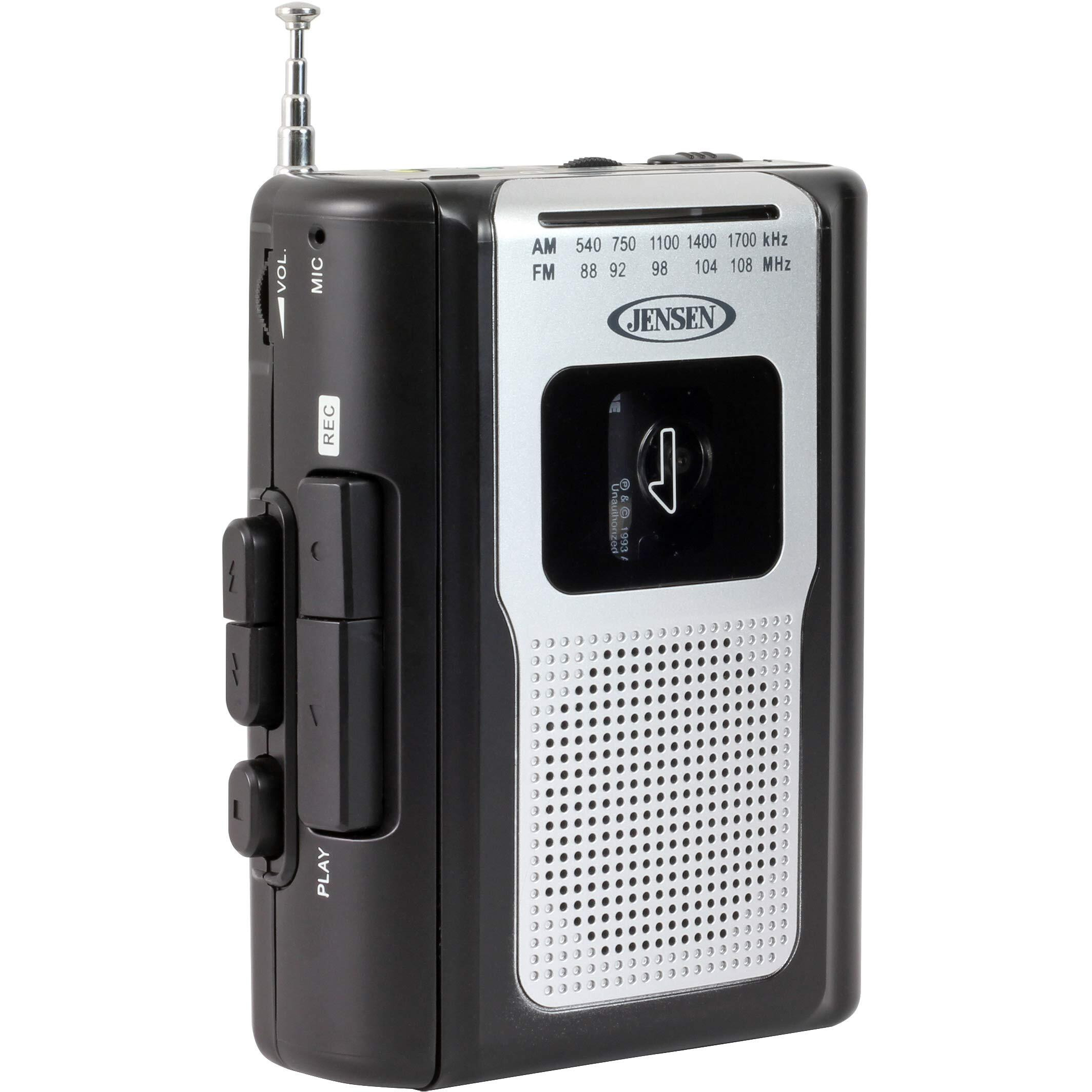 Jensen Cr-100 Retro Portable Am/Fm Radio Personal Cassette Player Compact Lightweight Design Stereo Am/Fm Radio Cassette Player/Recorder & Built In Speaker (Black Series)