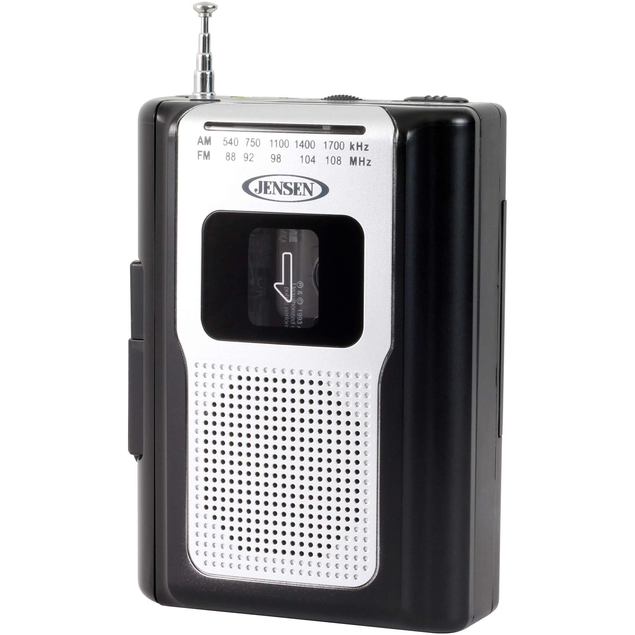 Jensen Cr-100 Retro Portable Am/Fm Radio Personal Cassette Player Compact Lightweight Design Stereo Am/Fm Radio Cassette Player/Recorder & Built In Speaker (Black Series)
