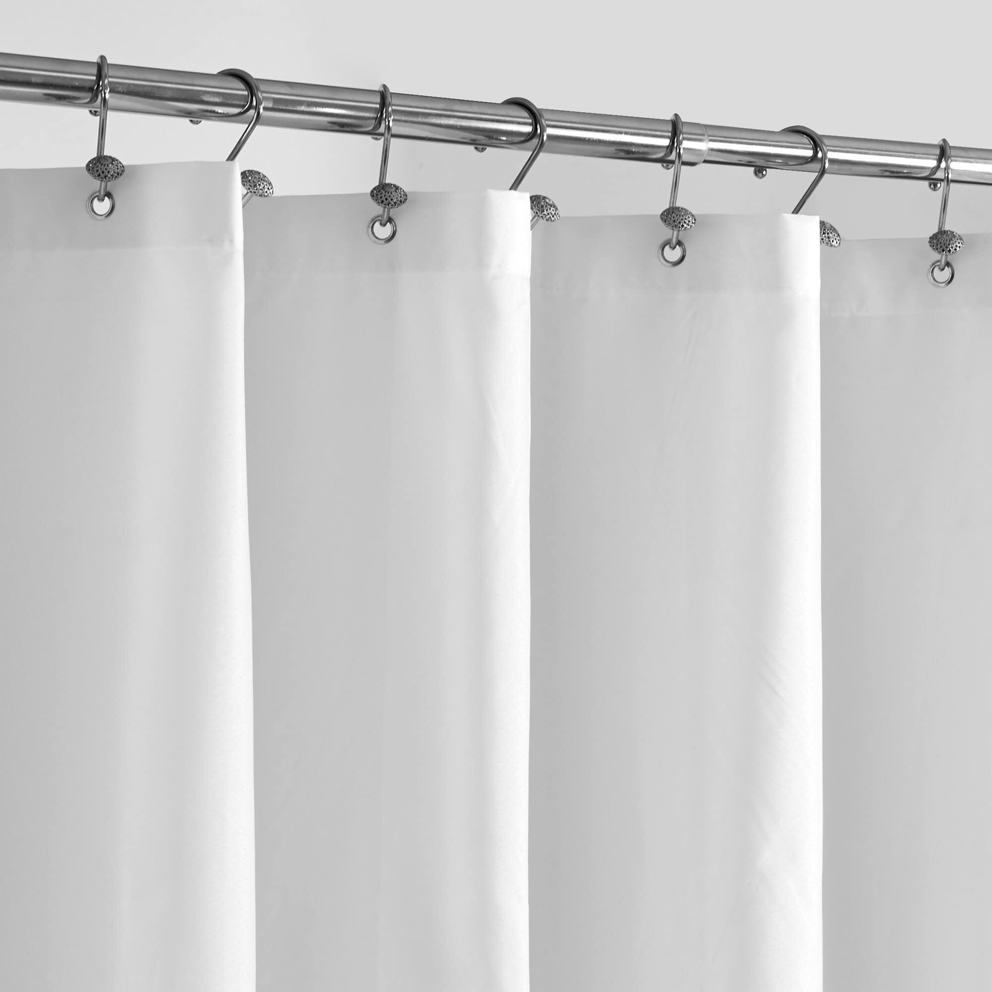 Alyvia Spring Long Fabric Shower Curtain Liner Waterproof - 72"" X 76"", Soft & Lightweight Long Shower Curtain With Magnets, Machine Washable - 72X76, White