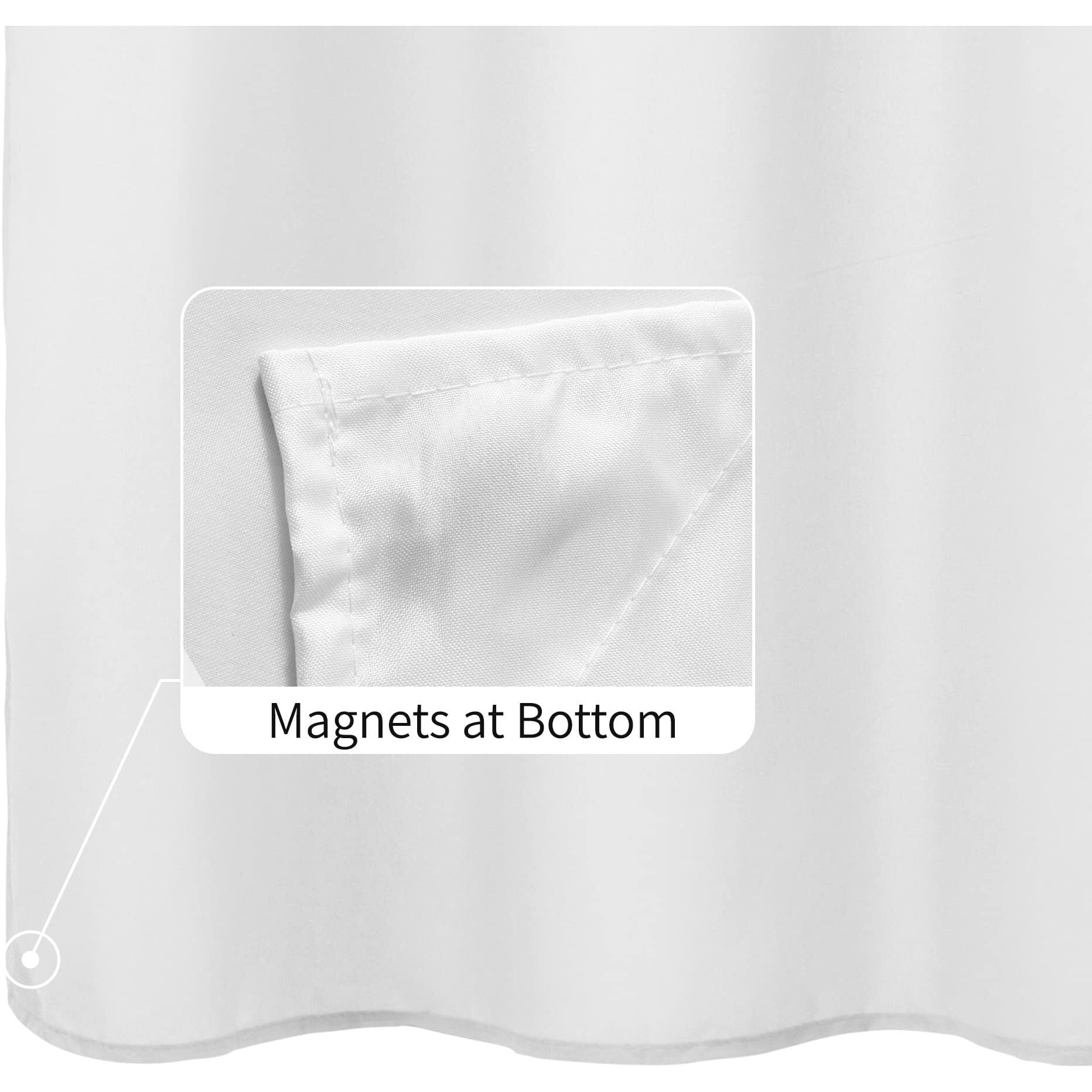 Alyvia Spring Long Fabric Shower Curtain Liner Waterproof - 72"" X 76"", Soft & Lightweight Long Shower Curtain With Magnets, Machine Washable - 72X76, White