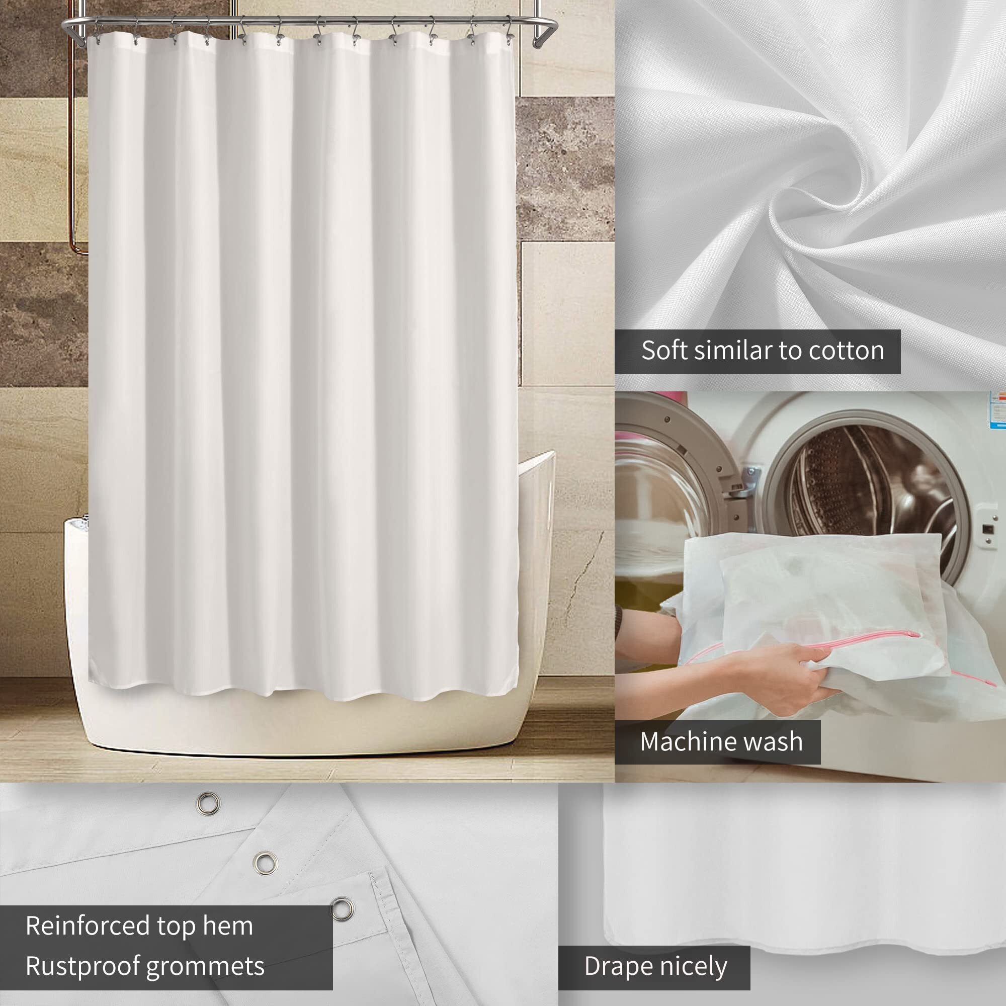 Alyvia Spring Long Fabric Shower Curtain Liner Waterproof - 72"" X 76"", Soft & Lightweight Long Shower Curtain With Magnets, Machine Washable - 72X76, White