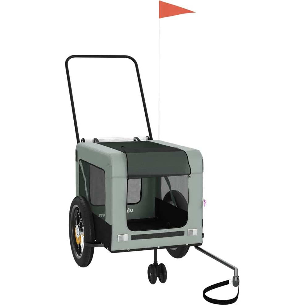 Vidaxl Pet Bike Trailer Gray And Black Oxford Fabric And Iron
