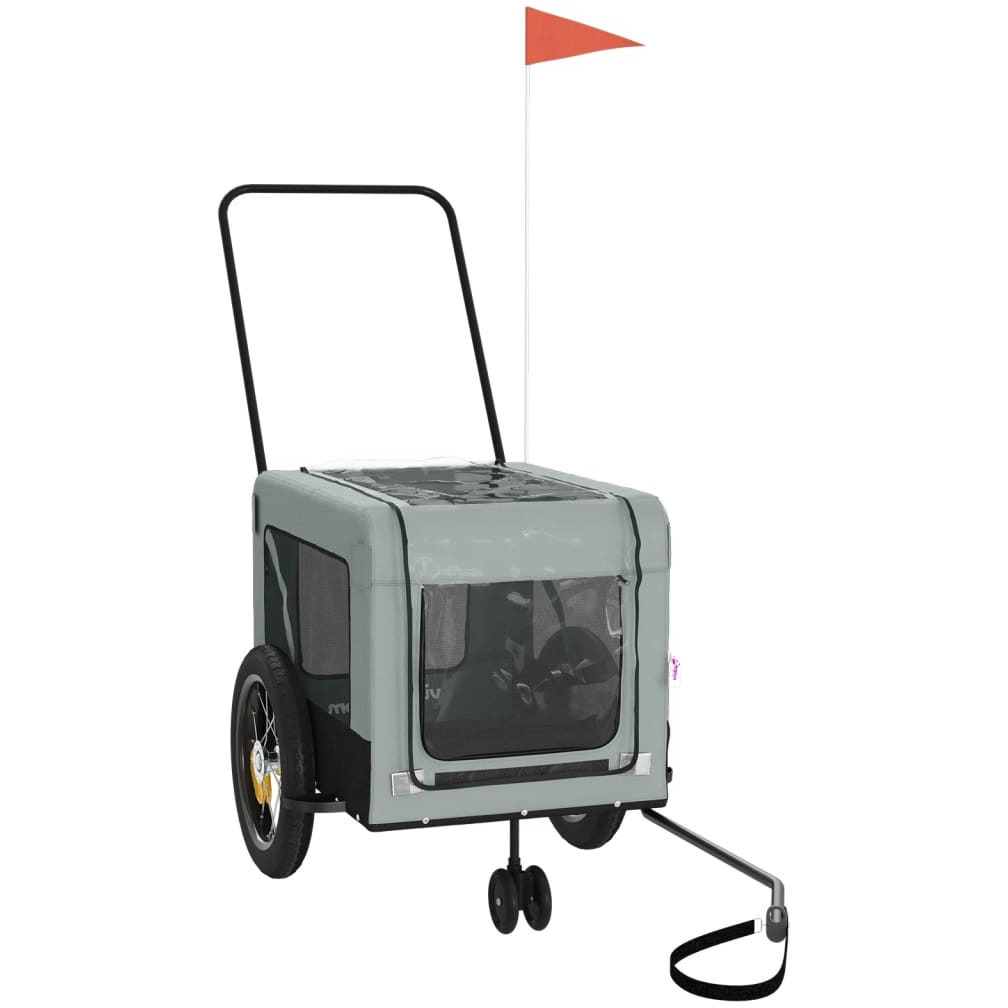 Vidaxl Pet Bike Trailer Gray And Black Oxford Fabric And Iron