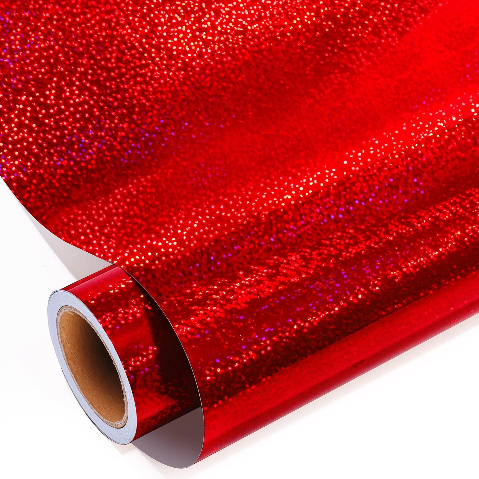 Girafvyinl Red Holographic Vinyl 12    X 10Ft Glitter Permanent Adhesive Vinyl Roll For Diy Decor,Home, Car Tumbler, (Red Holographic Glitter)