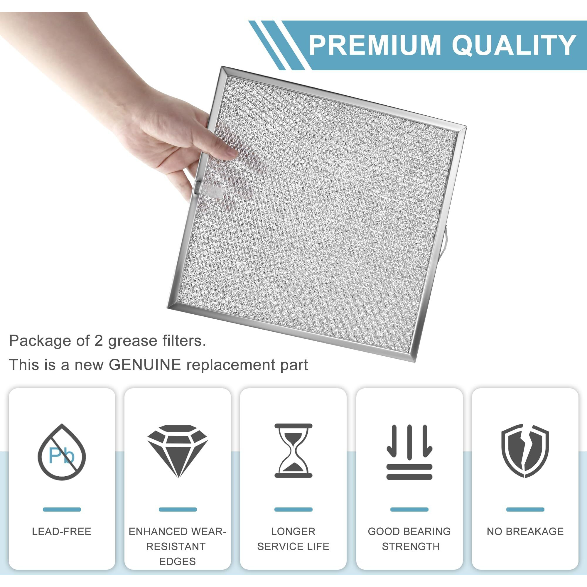 Ami Parts 99010316 Range Hood Grease Filter (11 1/4"" X 11 3/4"") Replace S99010316, Wa65Af, Ntk7450000, 990721400, 990721400A (2 Pack)