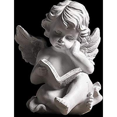 Realideas Reading Book Angel Statue Cherub Wings Angel Statue Figurine Guardian Home Garden Angel Sculpture Statuette Shelf Sitter Angel Collection Angel Wings Memorial Rememberance Statue