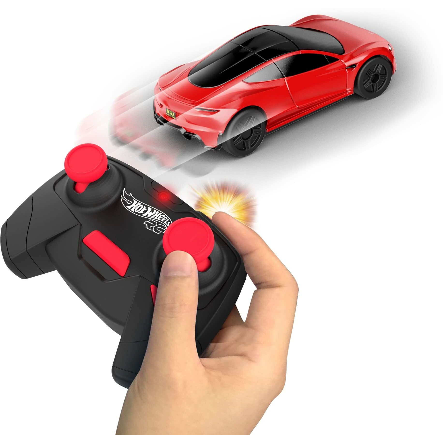 Hot Wheels Rc Tesla Roadster In 164 Scale, Remote-Control Toy Car With Controller & Track Adapter, Works On & Off Track
