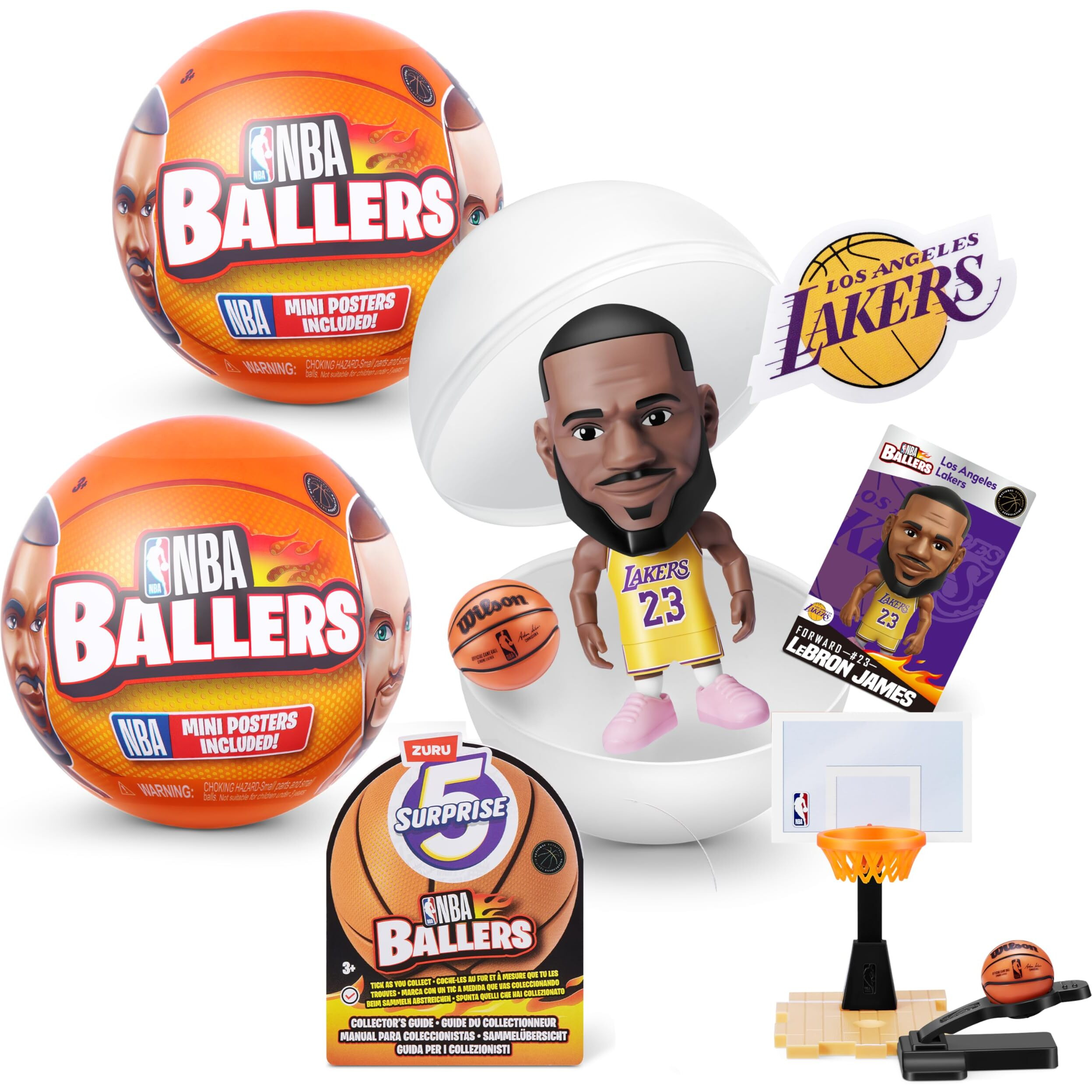 5 Surprise Nba Ballers Series 1 (2 Pack) Toy Mystery Capsule Figurine By Zuru For Kids, Teens, Adults- Players Like Luka Doncic, Lamelo Ball, Jayson Tatum, James Harden And Kevin Durant