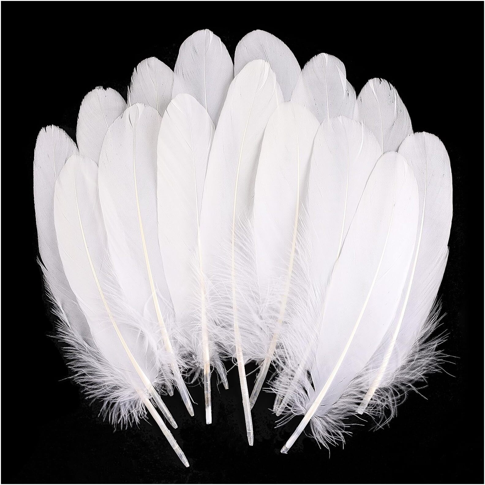 Tharaht 120Pcs White Goose Feathers Natural Bulk 6-8 Inch 15-20Cm For Crafts Diy Cosplay Wedding Party Halloween Decoration Goose Nagoire Feathers