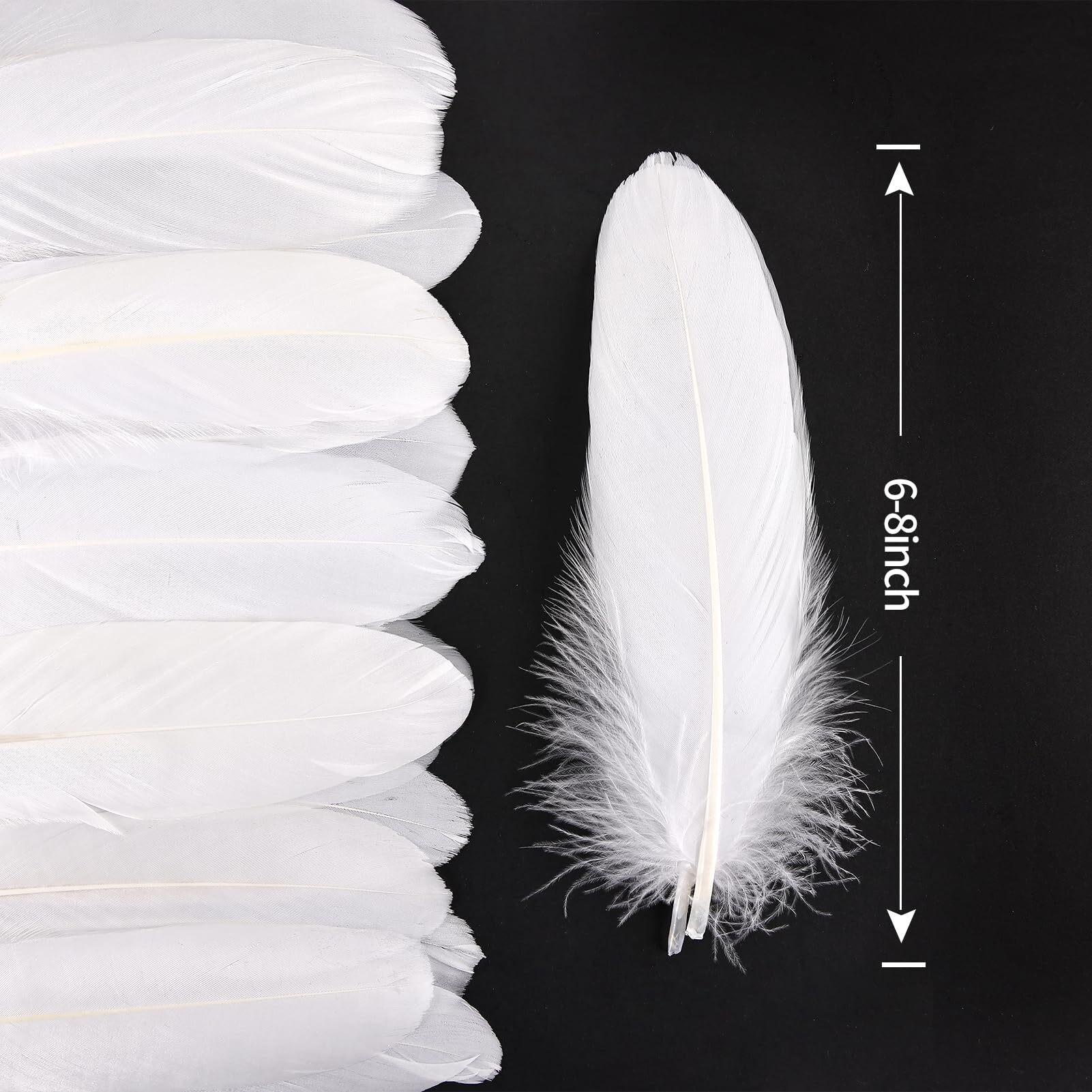 Tharaht 120Pcs White Goose Feathers Natural Bulk 6-8 Inch 15-20Cm For Crafts Diy Cosplay Wedding Party Halloween Decoration Goose Nagoire Feathers