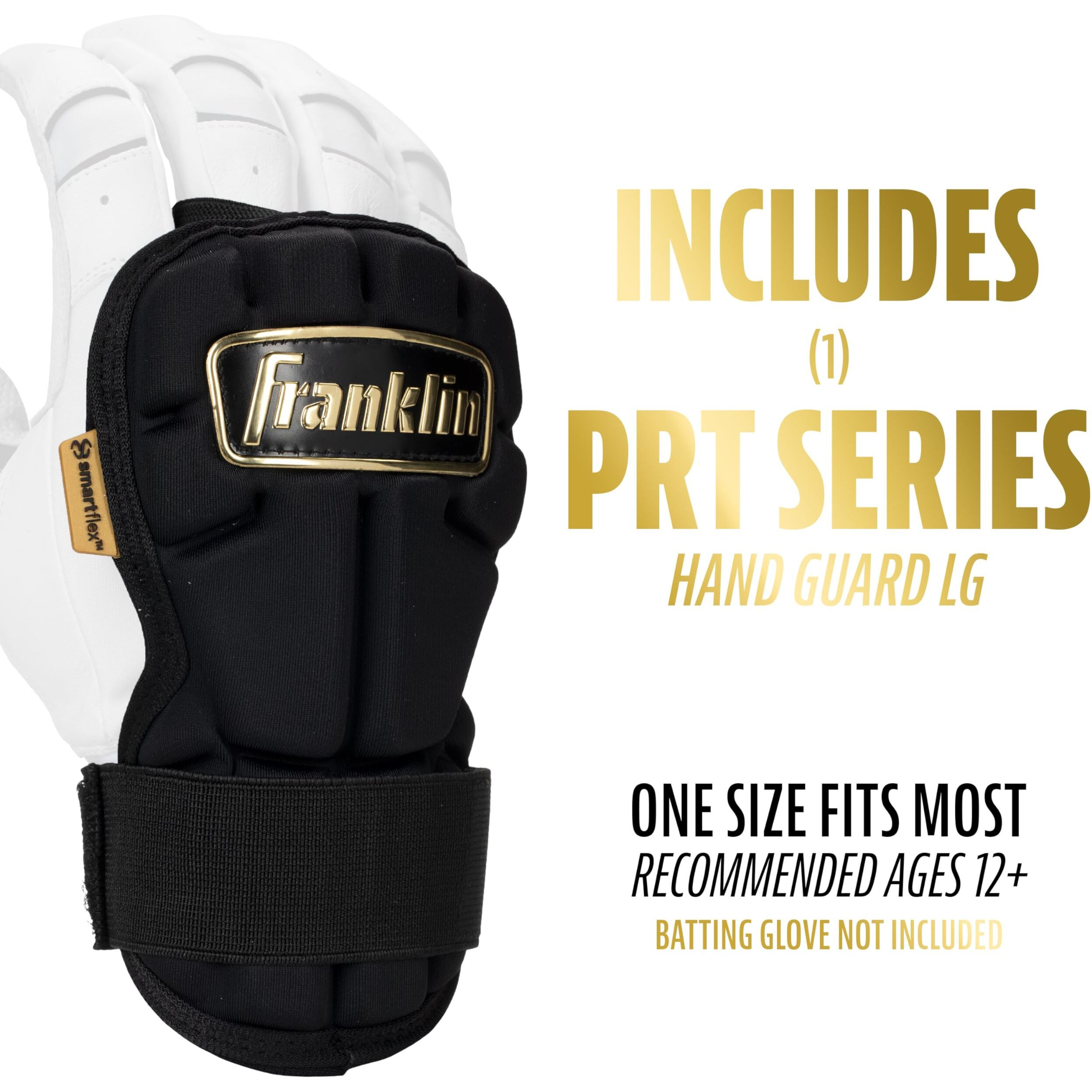 Franklin Sports Baseball Hand + Wrist Guard - Prt Lg Series Adult Hand + Wrist Protector For Batting - Protective Hand, Wrist Shield - Right + Left Hand Hitters - Black/Gold - One Size - Adult