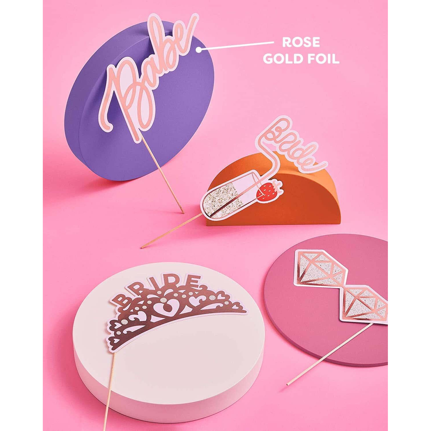 Xo, Fetti Bachelorette Photo Booth Props - 24 Pieces, Pre-Assembled - Rose Gold Future Mrs Party Decorations, Bride To Be, Bridal Shower