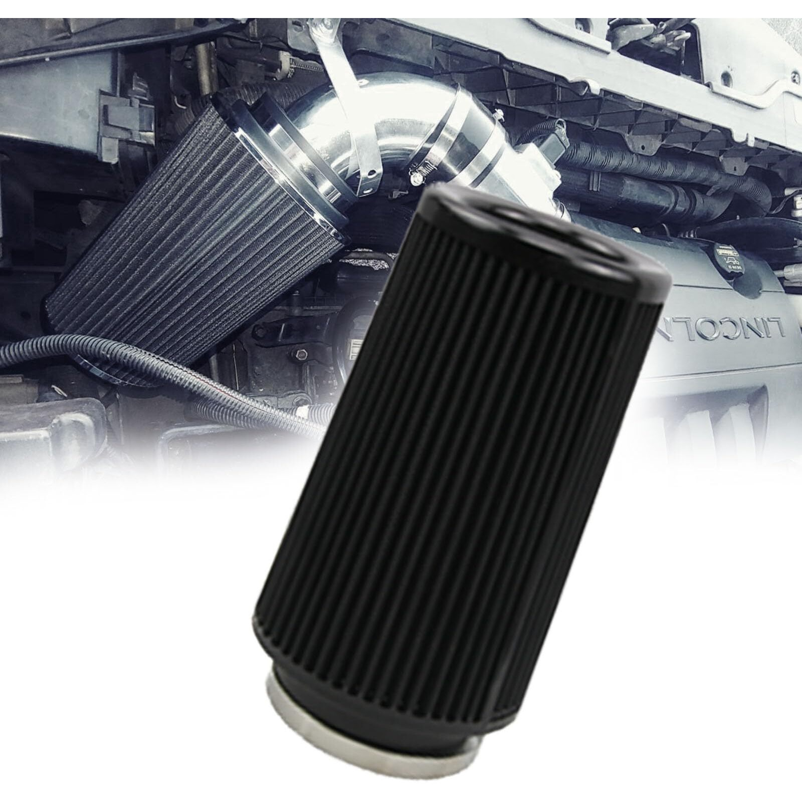 Ryanstar Universal Clamp-On Air Filter Three Different Size 76Mm 89Mm 102Mm High Flow Round Tapered Cone Closed-Top Cool Air Filter Cleaner Fit Compatible With Car And Motorcycle Black