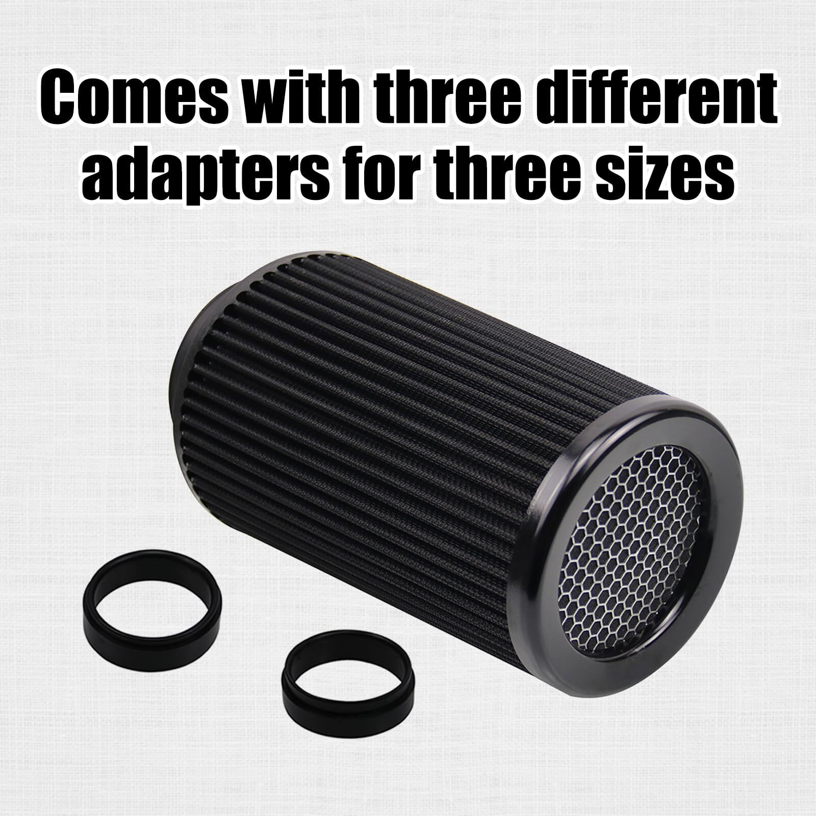 Ryanstar Universal Clamp-On Air Filter Three Different Size 76Mm 89Mm 102Mm High Flow Round Tapered Cone Closed-Top Cool Air Filter Cleaner Fit Compatible With Car And Motorcycle Black