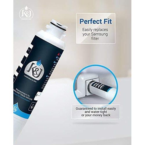 K&J Replacement Samsung Compatible Refrigerator Water Filter For Da2900020B, Rf263Beaesr, And Rf28Hmedbsr - Samsung Haf-Cin/Exp And 46-9101 Refrigerator Water Filter, Nsf 42 Certified (2-Pack)