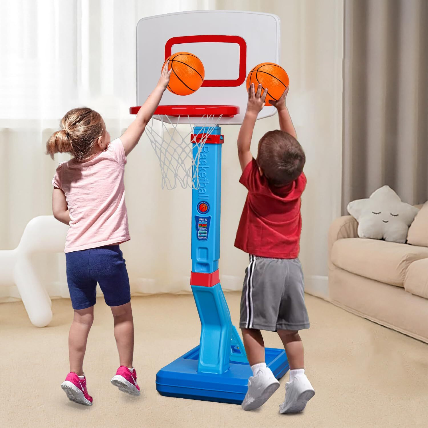 Toddler Basketball Hoop Indoor Mini Adjustable Poolside Basketball Goal With Ball Pump For Boys Girls Outdoor Toys For Backyard Game Outside Basketball Toy For Kids Age 2-4 3-5 6 7 4-8 Birthday Gifts