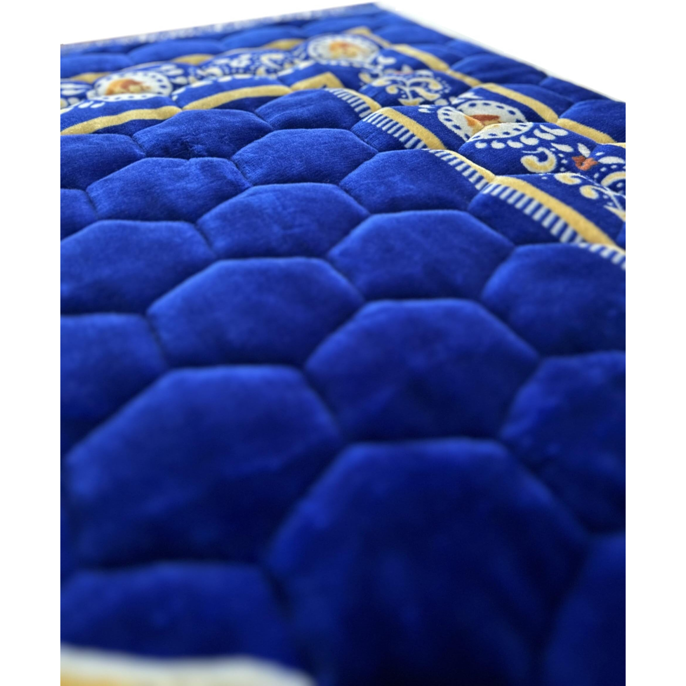 Prayer Rug Muslim Mat Islamic - Padded Very Thick Prayer Rug Sajadah For Men Women With Islam Prayer Beads For Eid Travel Ramadan, Soft And Luxury (Royal Blue)