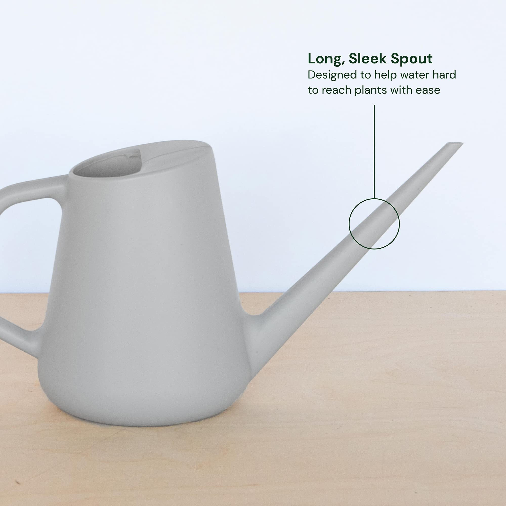 Bloem Fern Watering Can 1 Gallon Capacity - Grey - Long Spout, Ergonomic Handle, Large Mouth Opening, One Piece Construction, For Indoor And Outdoor Use, Gardening