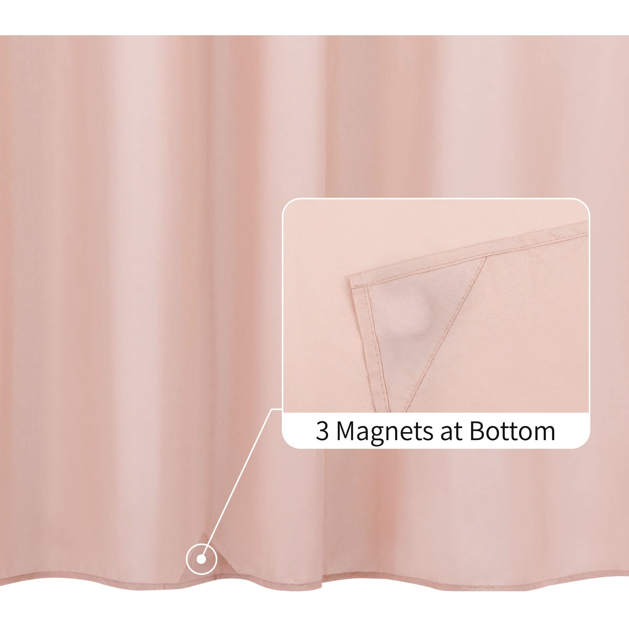 Alyvia Spring Pink Shower Curtain Liner Fabric With 3 Magnets - Waterproof Soft Hotel Quality Cloth Shower Curtain For Bathroom, Light-Weight & Machine Washable - Standard Size 72X72, Blush Pink