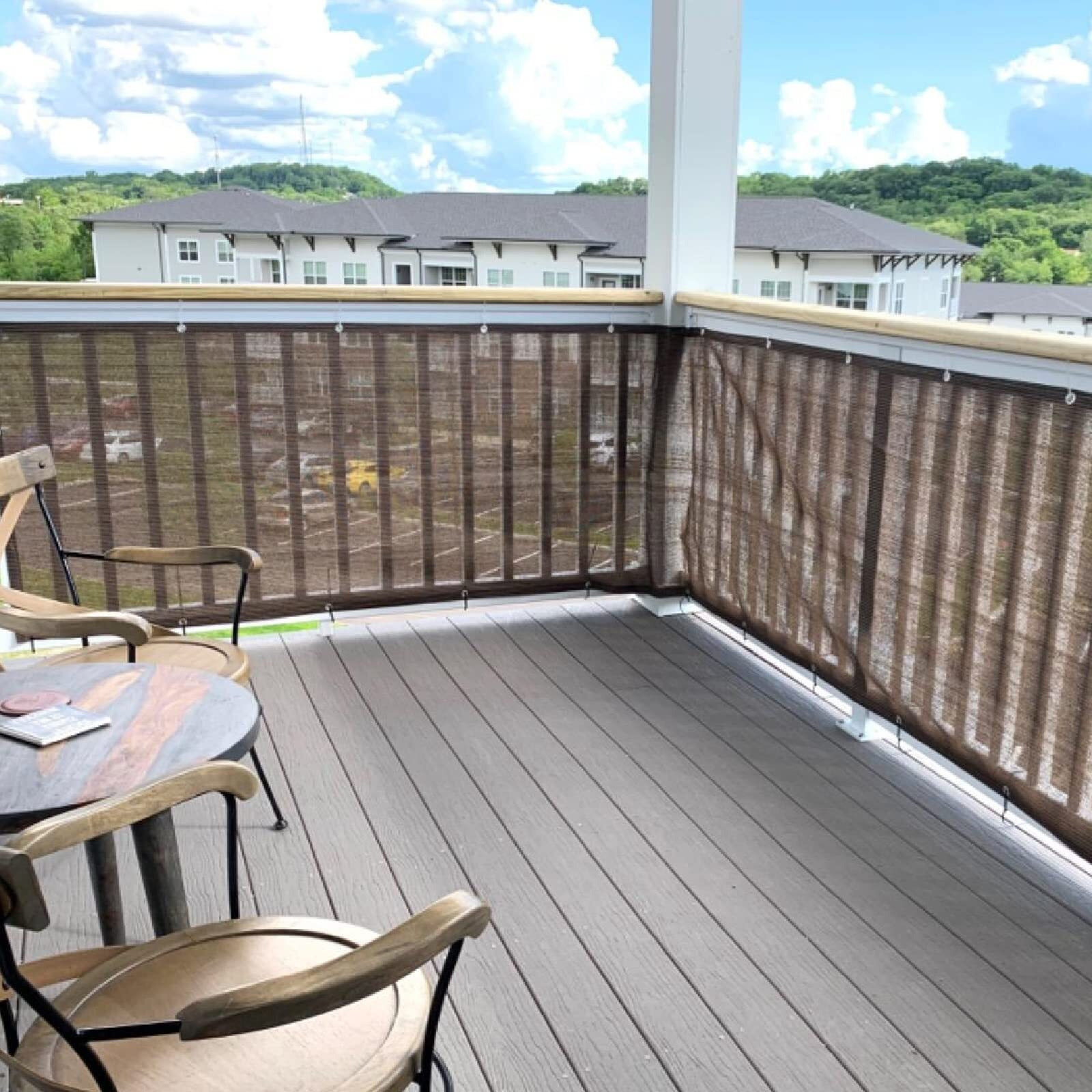 Abrotain Fence Privacy Screen Balcony Sun Shade Cloth 3'3"&quotX16' 80% Shade Fabric Outdoor Patio Screens Mesh Panels Apartments Railing Cover Uv Protection For Backyard Garden Porch Deck