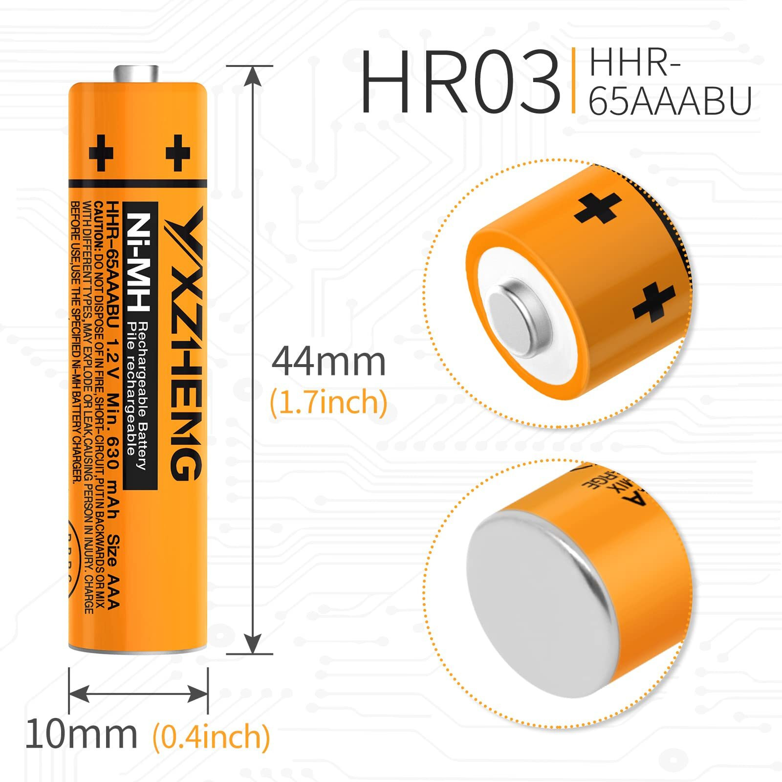 Yxzheng Aaa Battery 8Pcs 1.2V 630Mah Ni-Mh Rechargeable Hhr-65Aaabu For Panasonic Cordless Phone (8X Hhr-65Aaabu)
