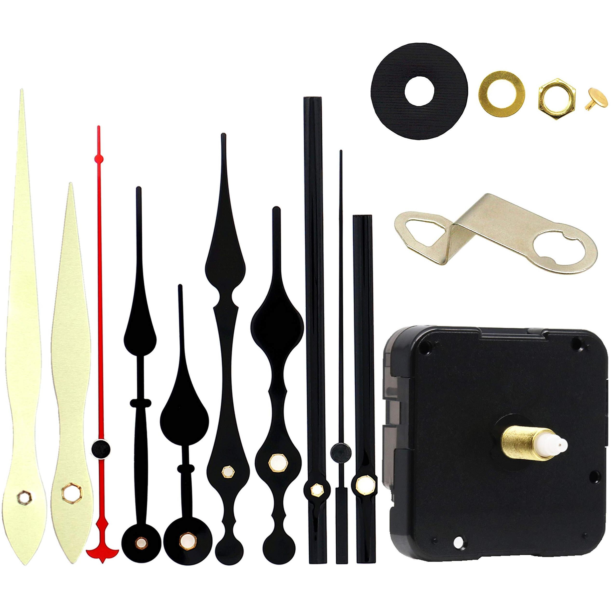 Tikround 12888 Quartz Diy Wall Clock Movement Mechanism Repair Parts Replacement Kit Sweep Silent Movement,13Mm (1/2 Inch) Maximum Dial Thickness, 23Mm (29/32 Inch) Total Shaft Length.(Black Hand)