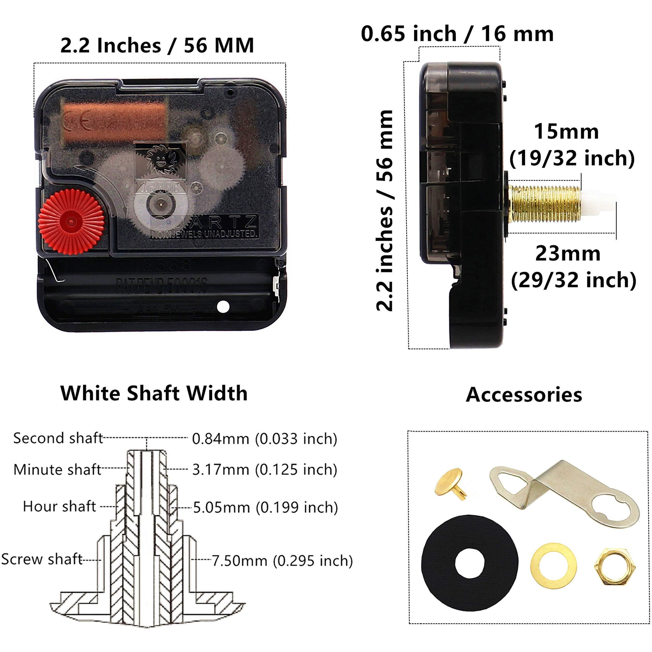 Tikround 12888 Quartz Diy Wall Clock Movement Mechanism Repair Parts Replacement Kit Sweep Silent Movement,13Mm (1/2 Inch) Maximum Dial Thickness, 23Mm (29/32 Inch) Total Shaft Length.(Black Hand)