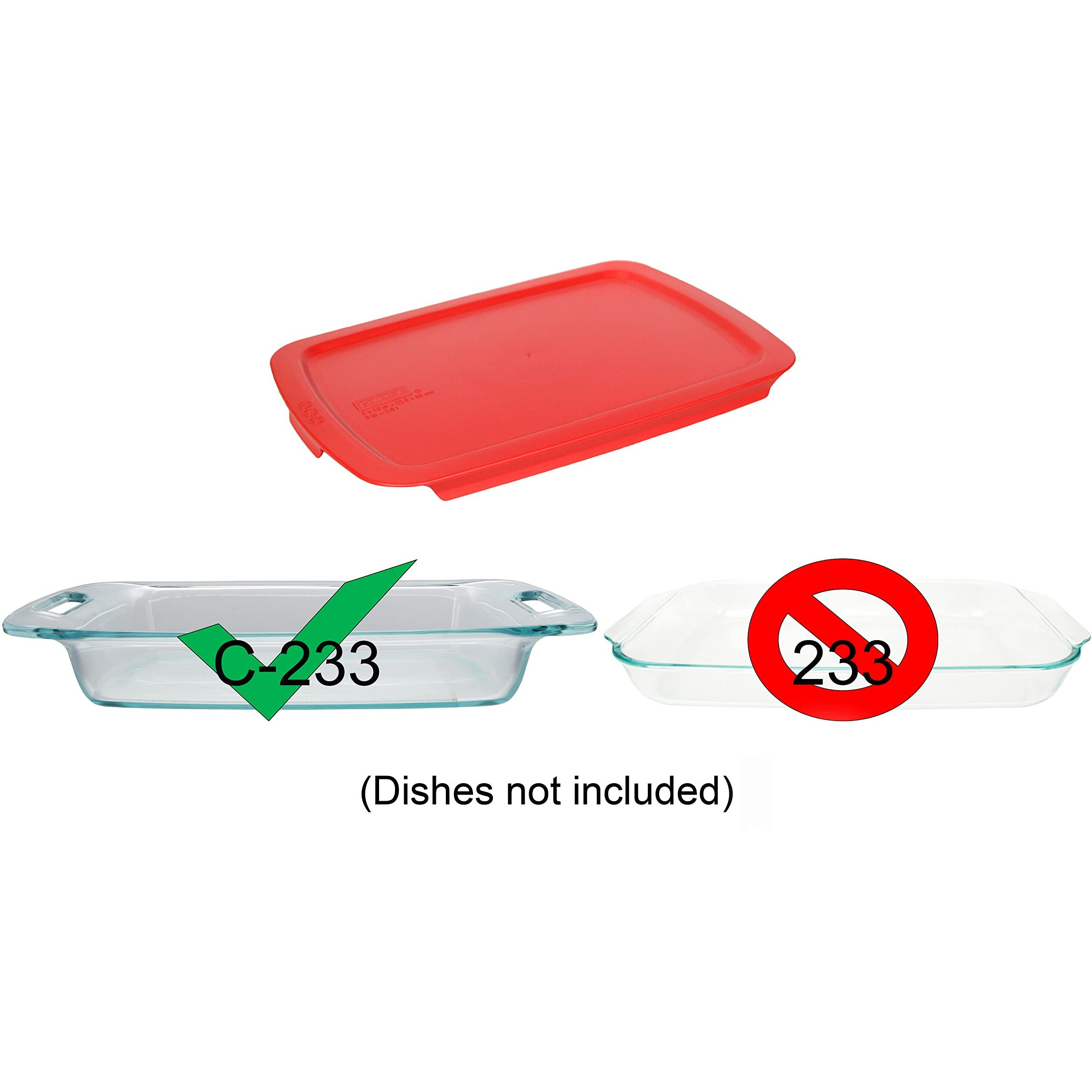 Pyrex C-233-Pc 3Qt Red Easy Grab Replacement Food Storage Lid (Will Not Fit Basics 233 Glass Dish) - Made In The Usa