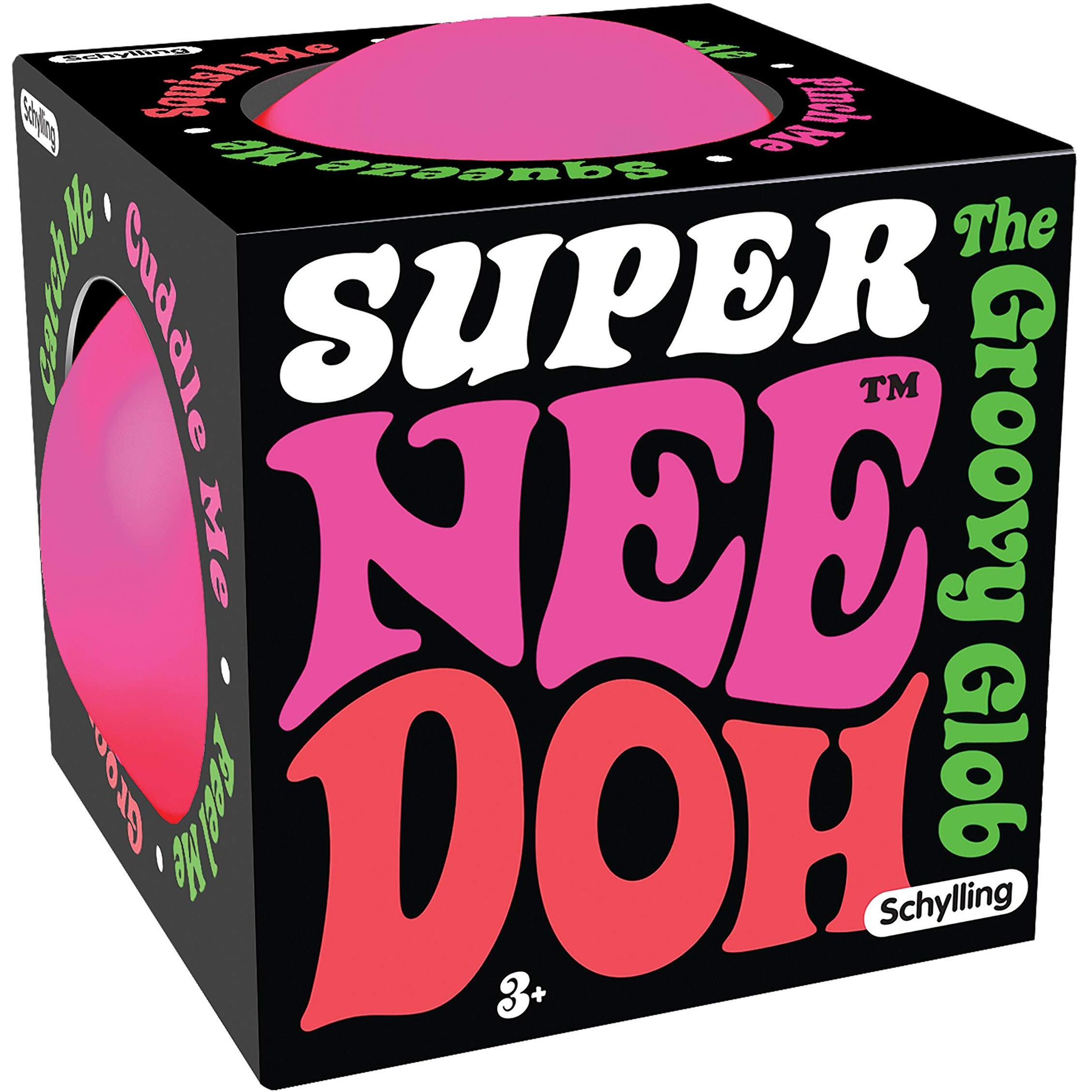 Schylling Brand Original Super Nee Doh Stress Ball Fidget Toy - Huge 4.5"" In Diameter - Jumbo Squishy Squeezy Fun - Colors Assorted - Ages 3+