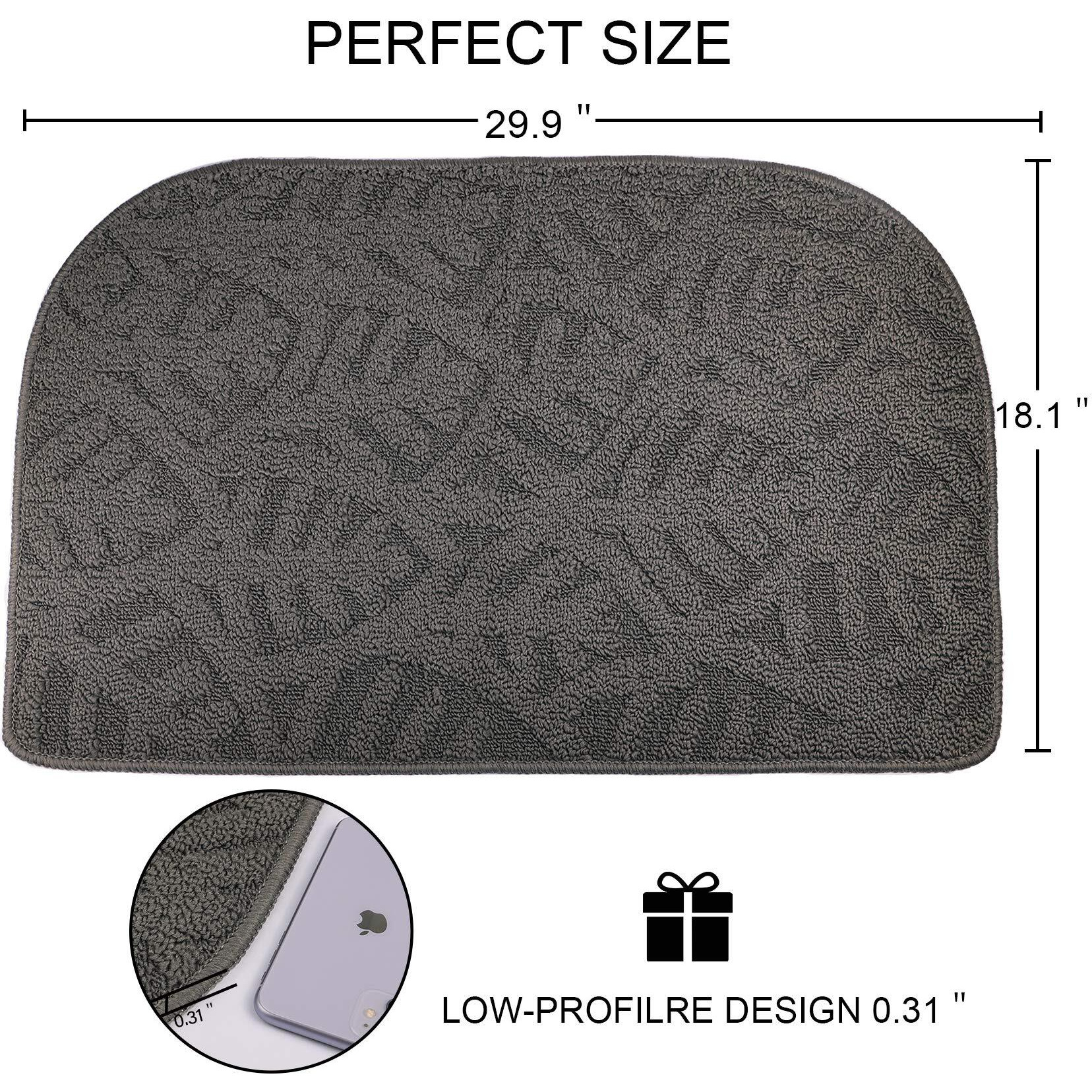 Toonow Indoor Doormat Front Door Mat,30"&quotX18"", Low-Profile Machine Washable Kitchen Rug, Absorbent Mud Half Round Entrance Mat For Outdoors, Entryway, Patio, Bedroom, Dark Gray