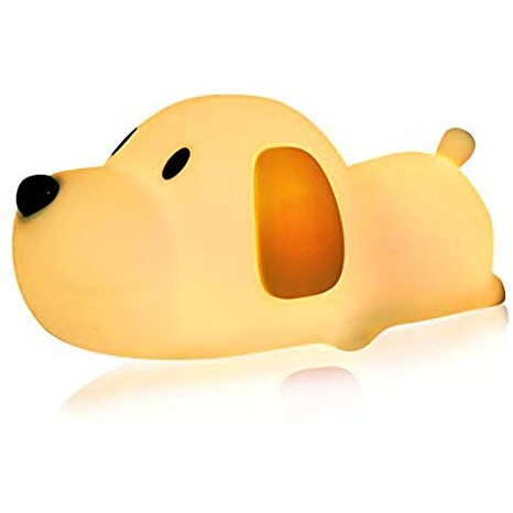Silicone Led Papa Puppy Night Light Touch Sensor Switching Night Lamp, Transform Between Warm White 2700K And White 6500K, Safe Sil+Abs, Sleep Timer Setting For Kids Babies Bedside And Nursery