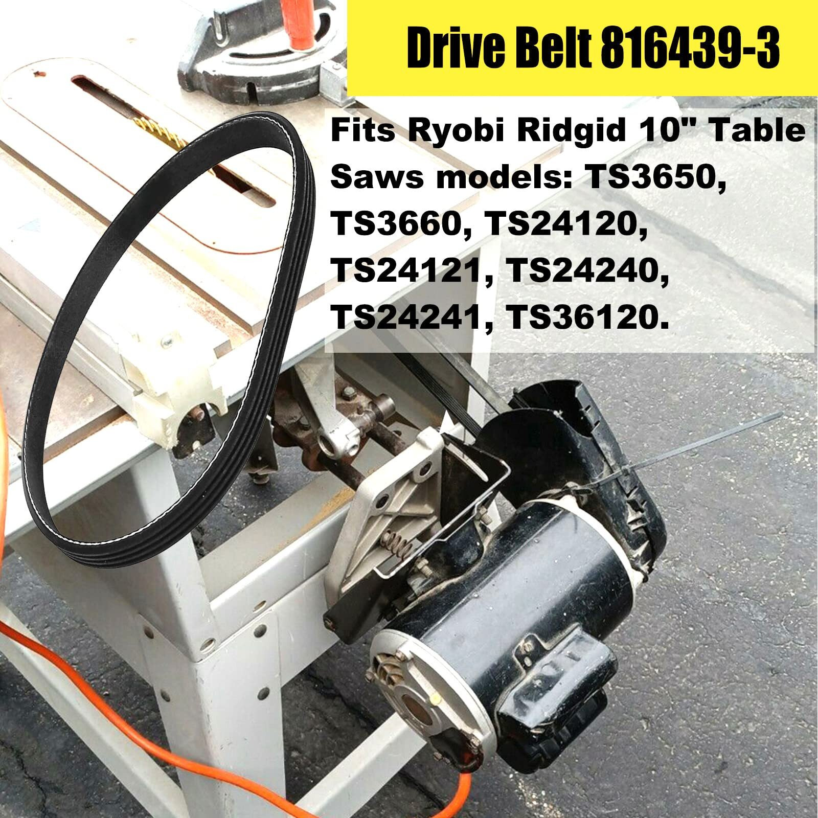 816439-3 Table Saws Drive Belt For Ridgid Table Saw Hk140430 Hk-140430 Ts24120 Ts24121 Ts24240 Ts24241 Ts36120 Ts3650 Ts3660 Fits Craftsman 113.248321 113248321