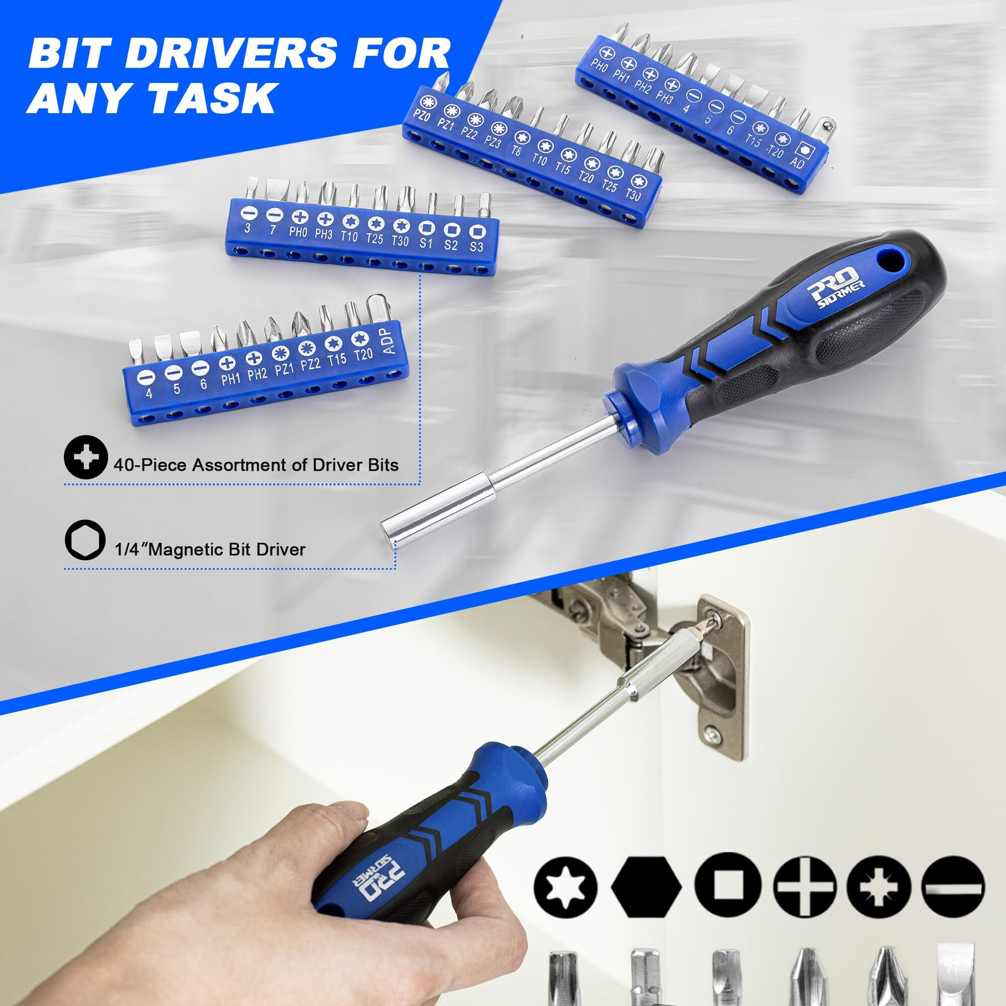 Prostormer Magnetic Screwdriver Set, 79-Piece Multi-Purpose Slotted/Phillips Screwdriver Kit With Precision Screwdrivers, Allen Wrench Set And Screwdriver Bits For Diy And Repair Works